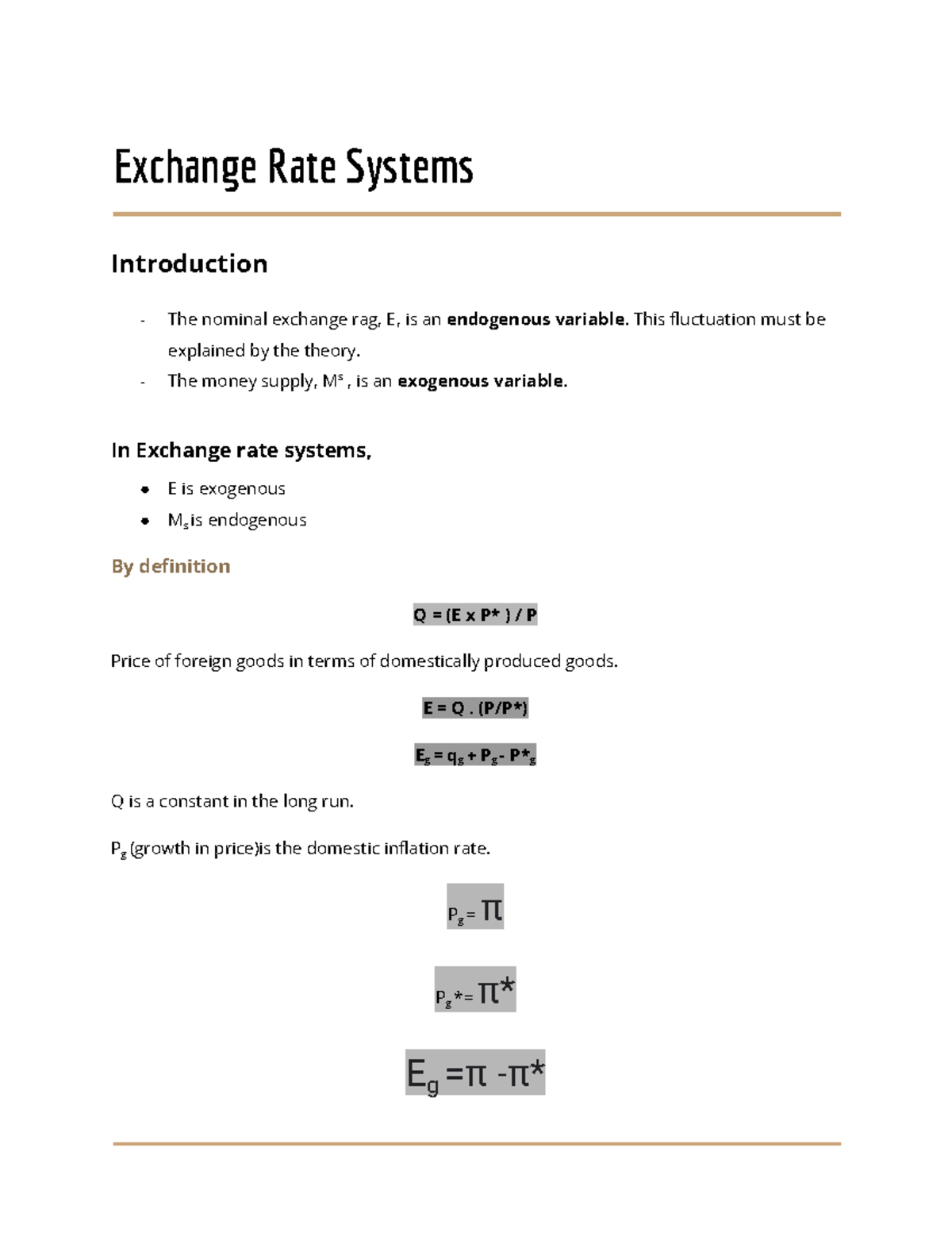 New Notes Part 1 The Nominal Exchange Rag E Is An Endogenous 