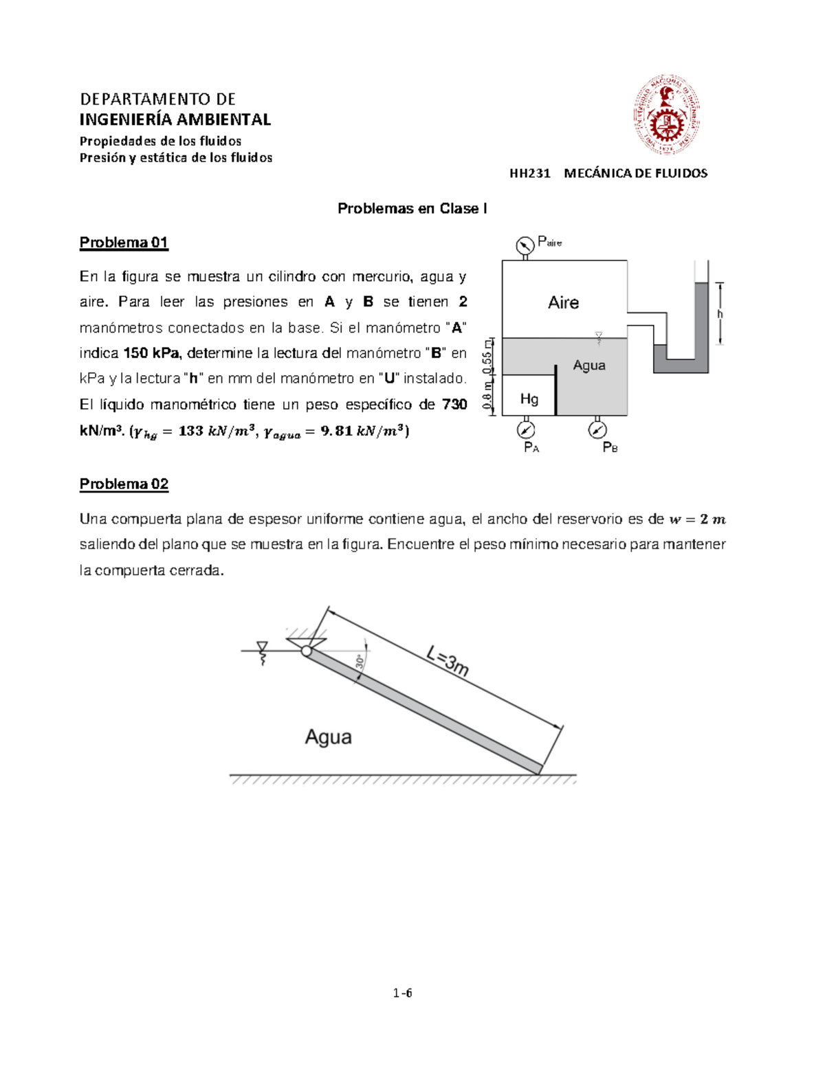 Problemas En Clase I-2 - DEPARTAMENTO DE INGENIERÕA AMBIENTAL ...