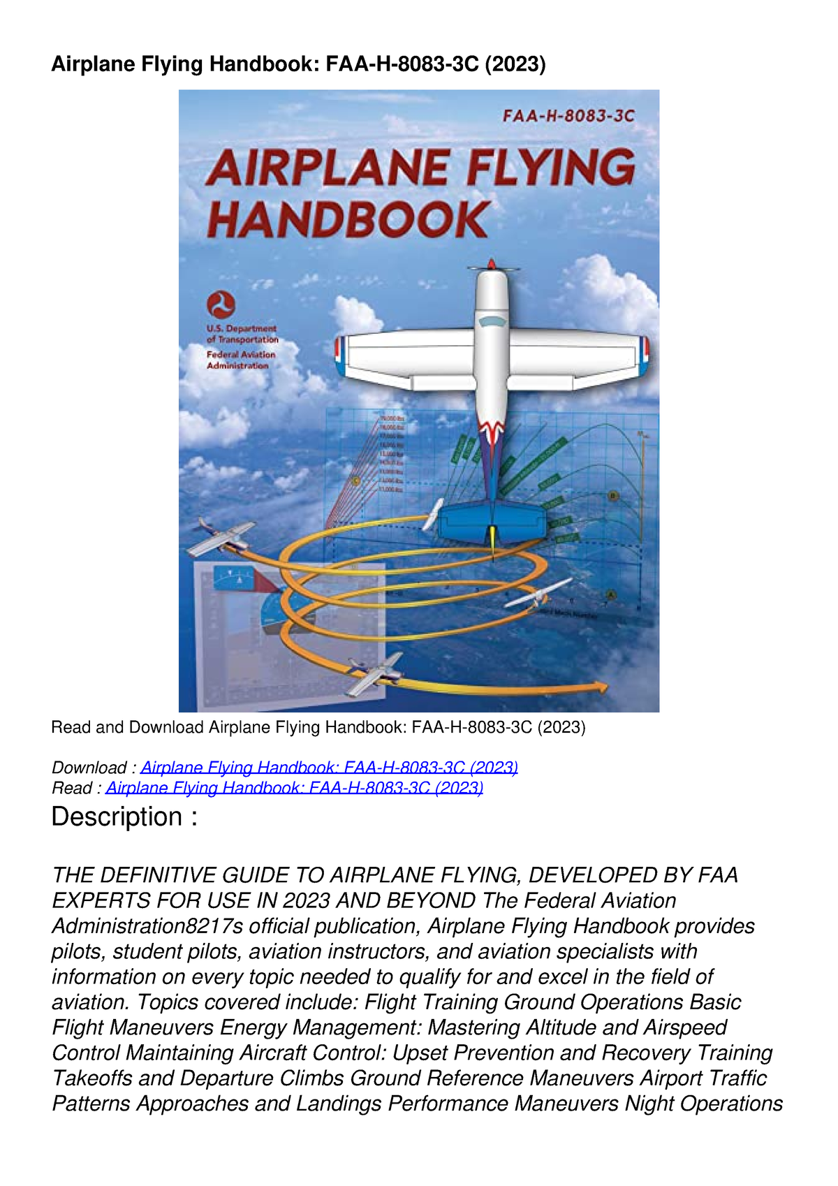 [PDF READ ONLINE] Airplane Flying Handbook: FAA-H-8083-3C (2023 ...