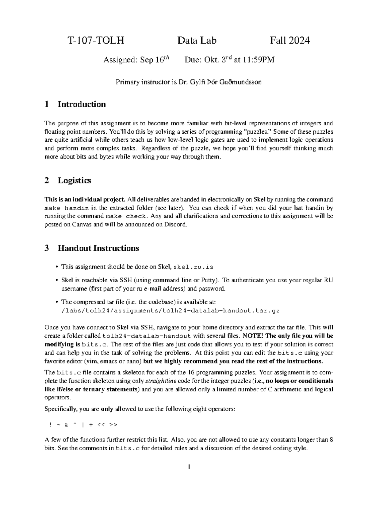 Datalab handout 2022 - T-107-TOLH Data Lab Fall 2024 Assigned: Sep 16 ...