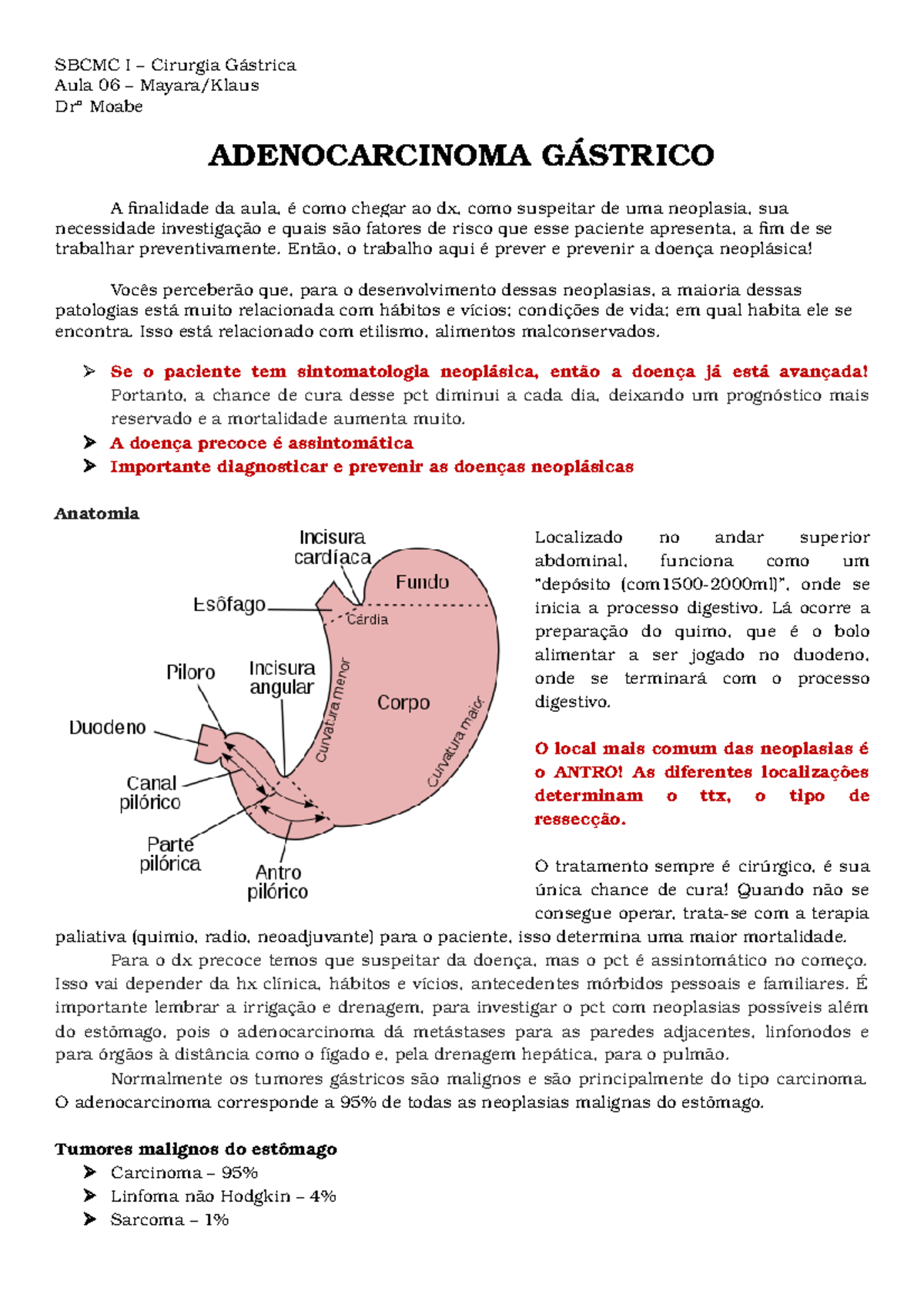 Aula Adenocarcinoma Gastrico Parte 2 Studocu