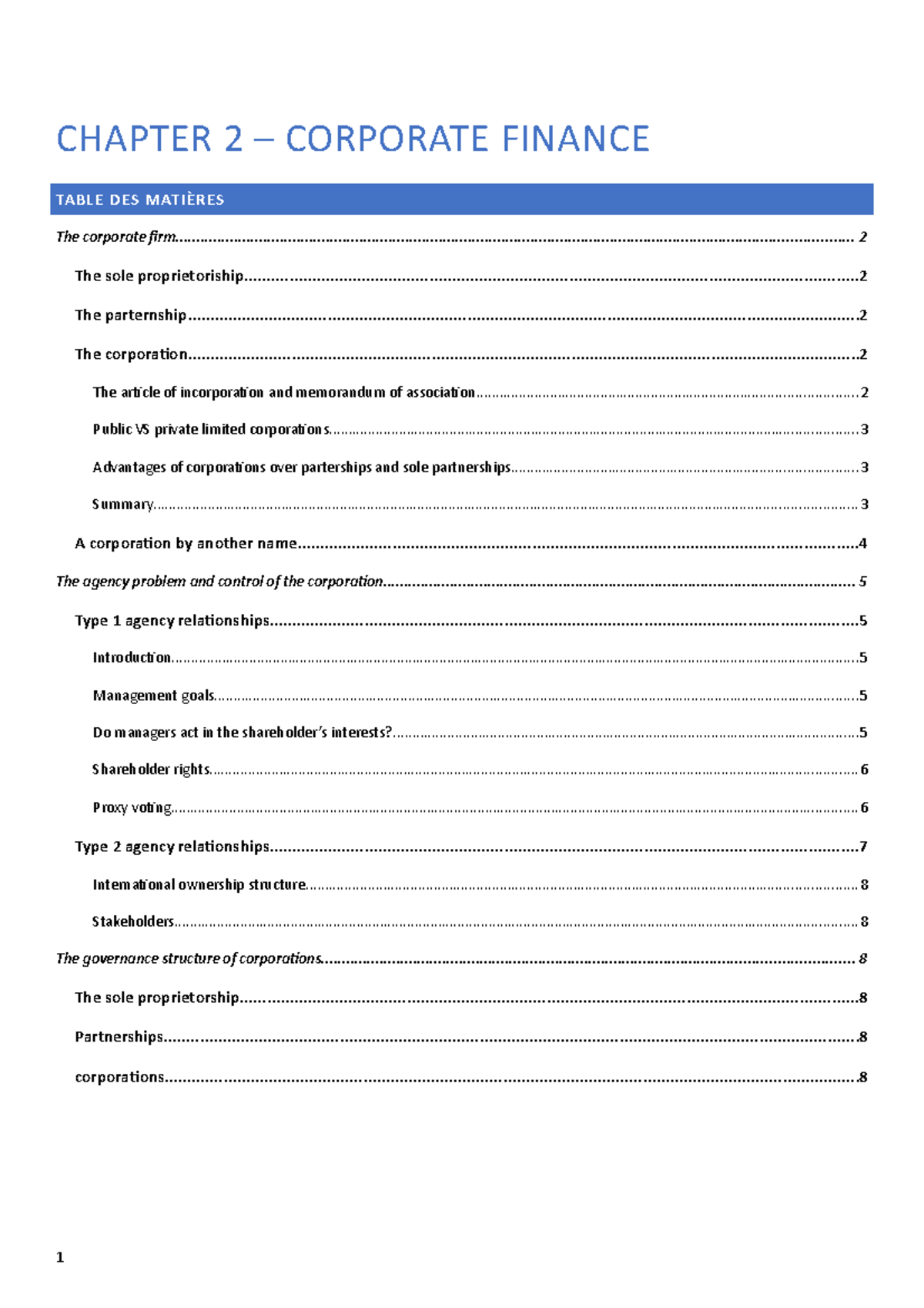 Chapter 2 - Corporate Finance - CHAPTER 2 – CORPORATE FINANCE The ...