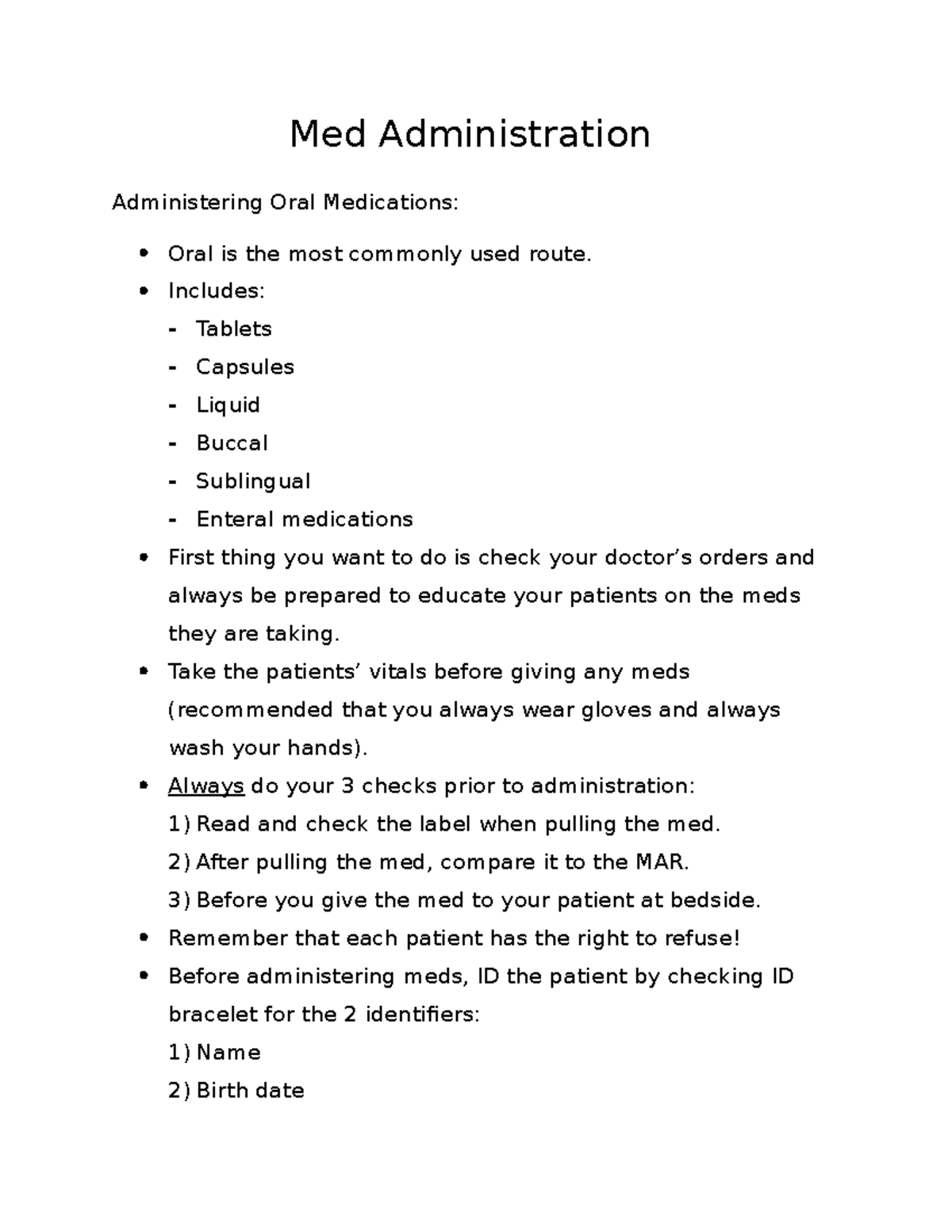 Medication Administration Med Administration Administering Oral