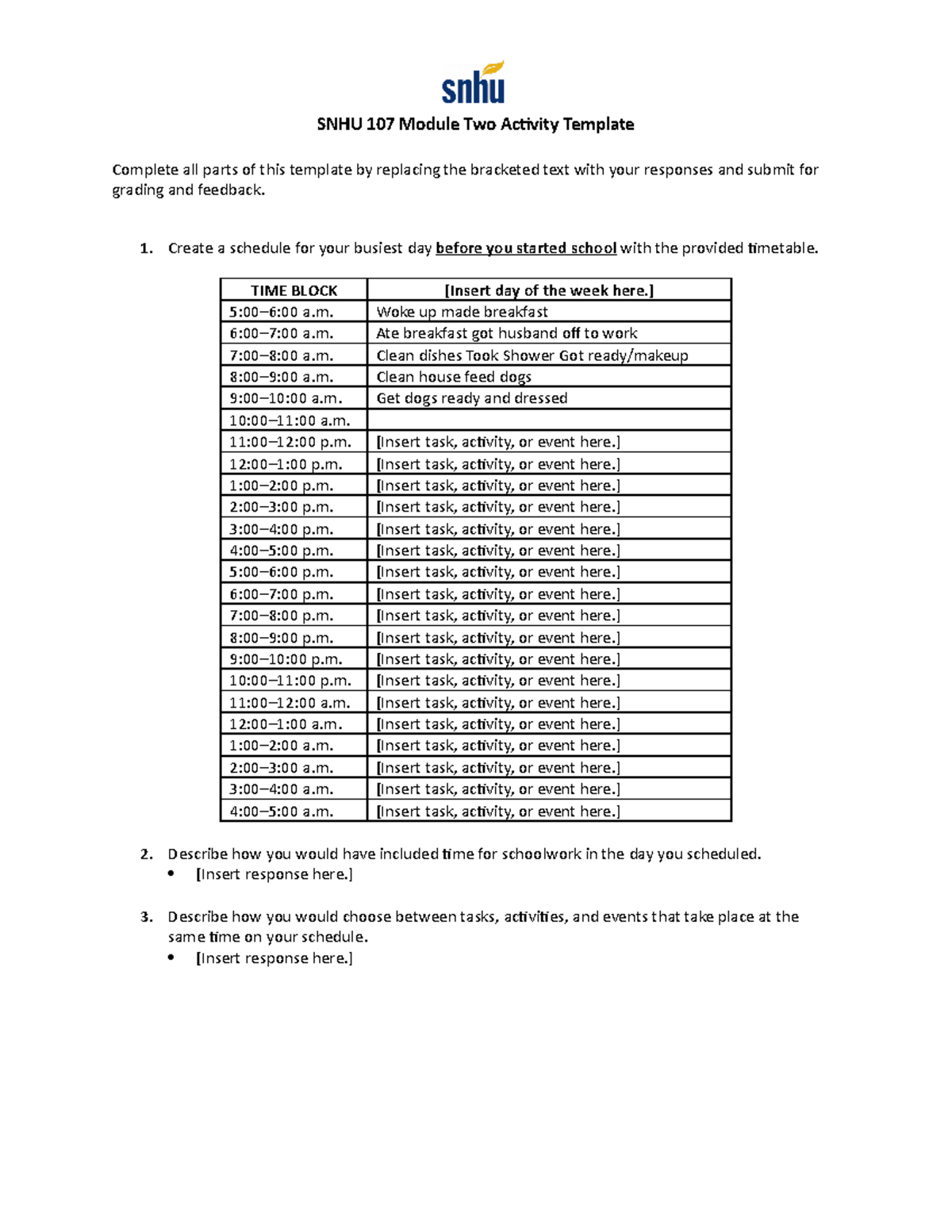 Snhu 107 Module Two Activity Template Snhu 107 Module Two Activity
