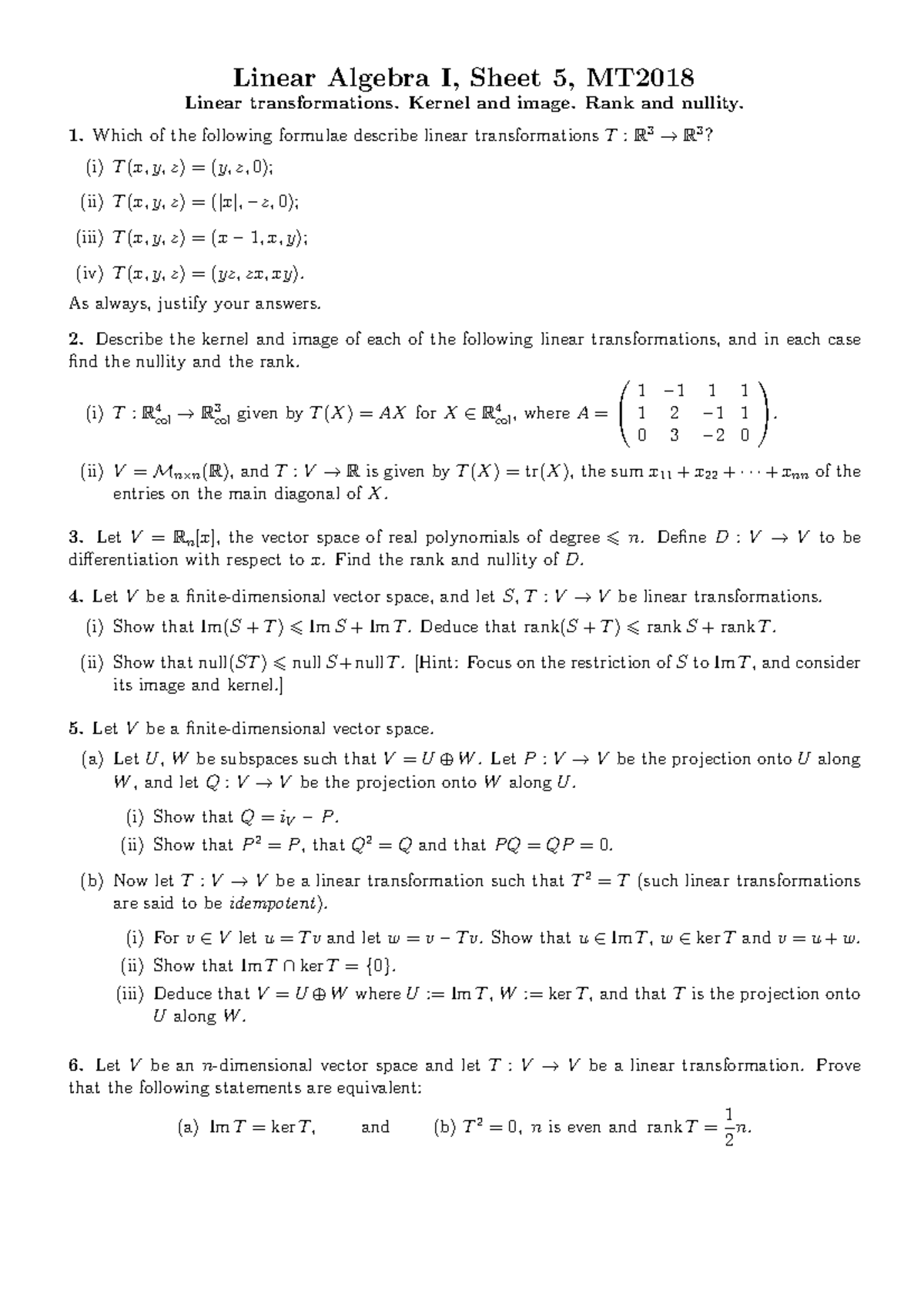 Sheet 5 For Tutorial In Week 7 Studocu