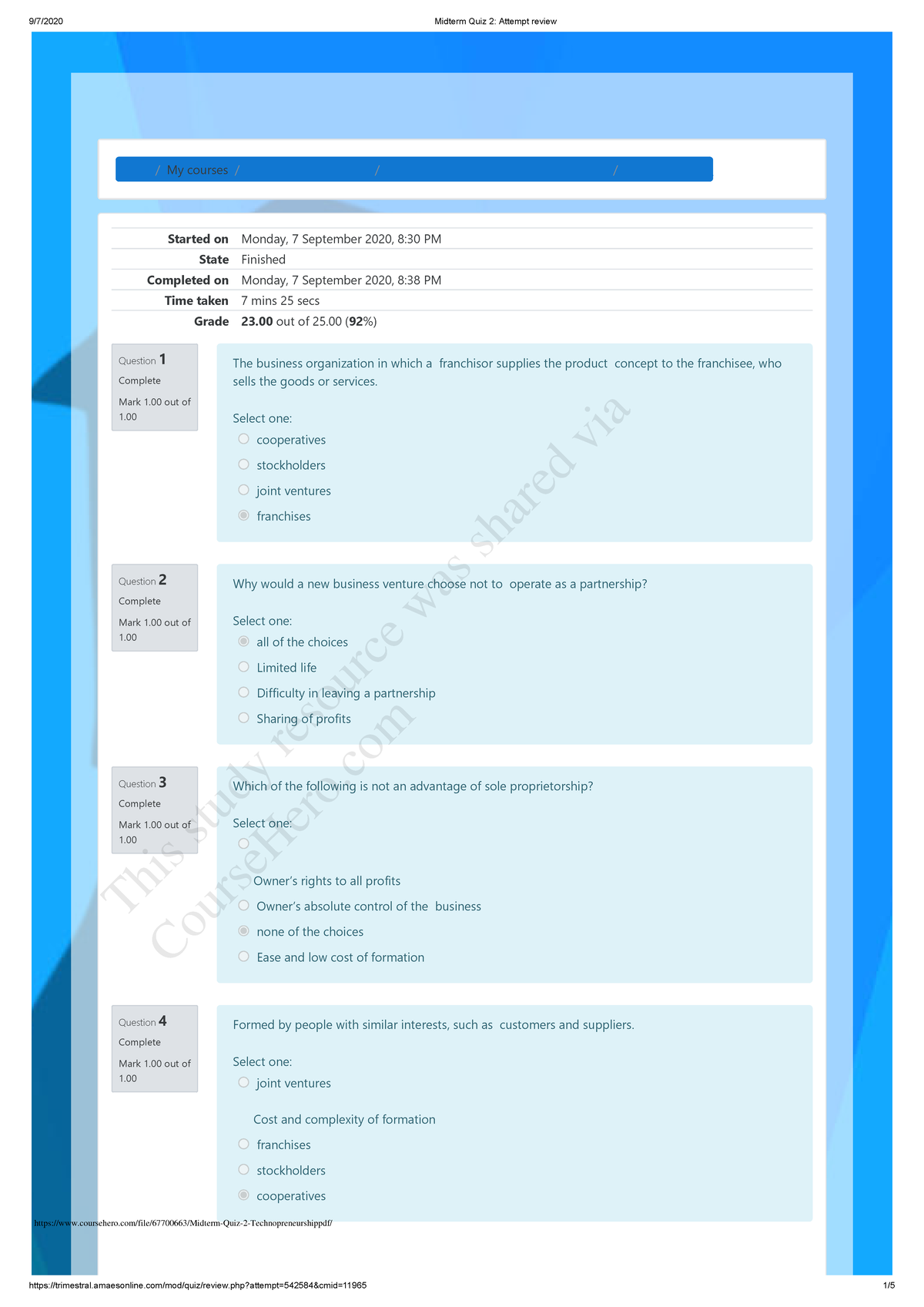 Midterm Quiz 2 Technopreneurship - Home / My Courses / UGRD-ITE6301 ...