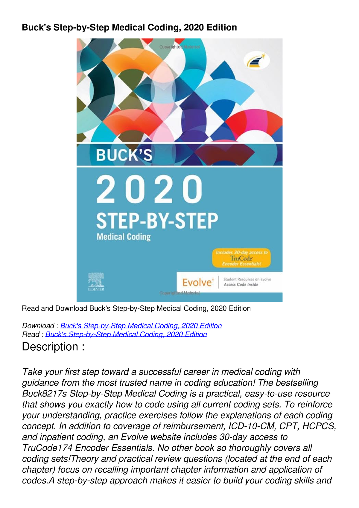 PDF/READ Buck's StepbyStep Medical Coding, 2020 Edition Buck's Step