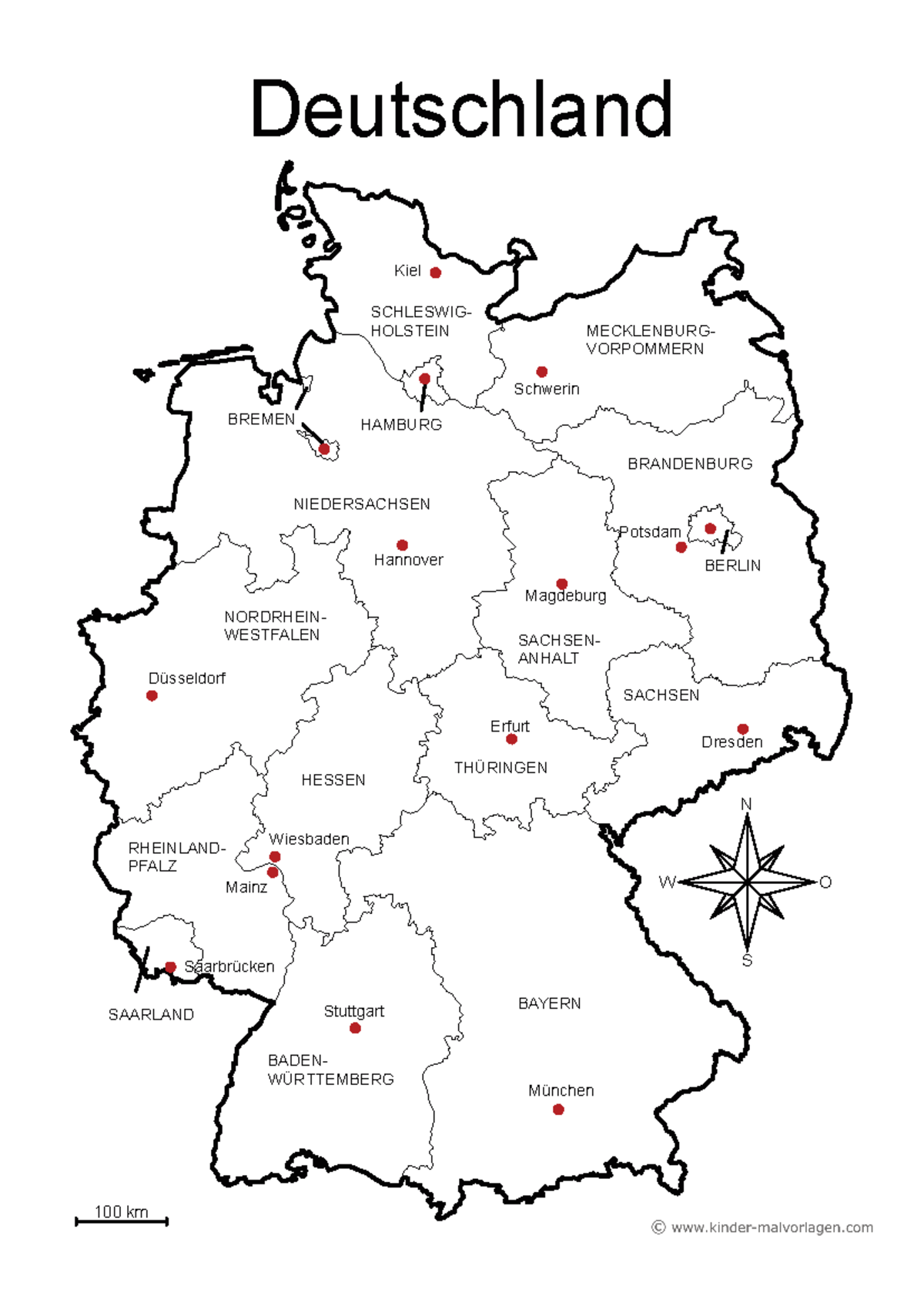  Deutschlandsbundeslaender-landeshauptstadt - © kinder-malvorlagen Motiv 