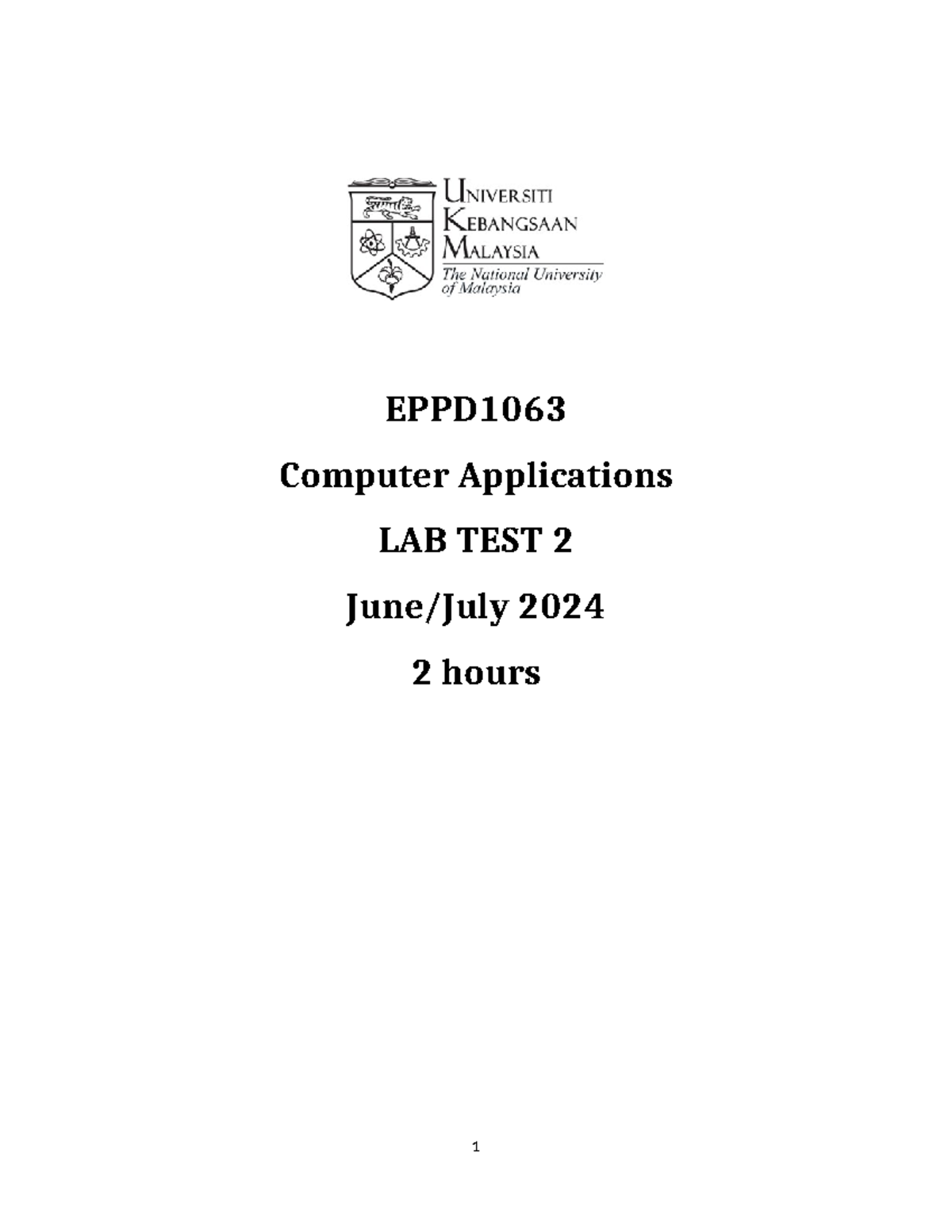 Lab Test 2 Sem 2 202324 Access - EPPD Computer Applications LAB TEST 2 ...