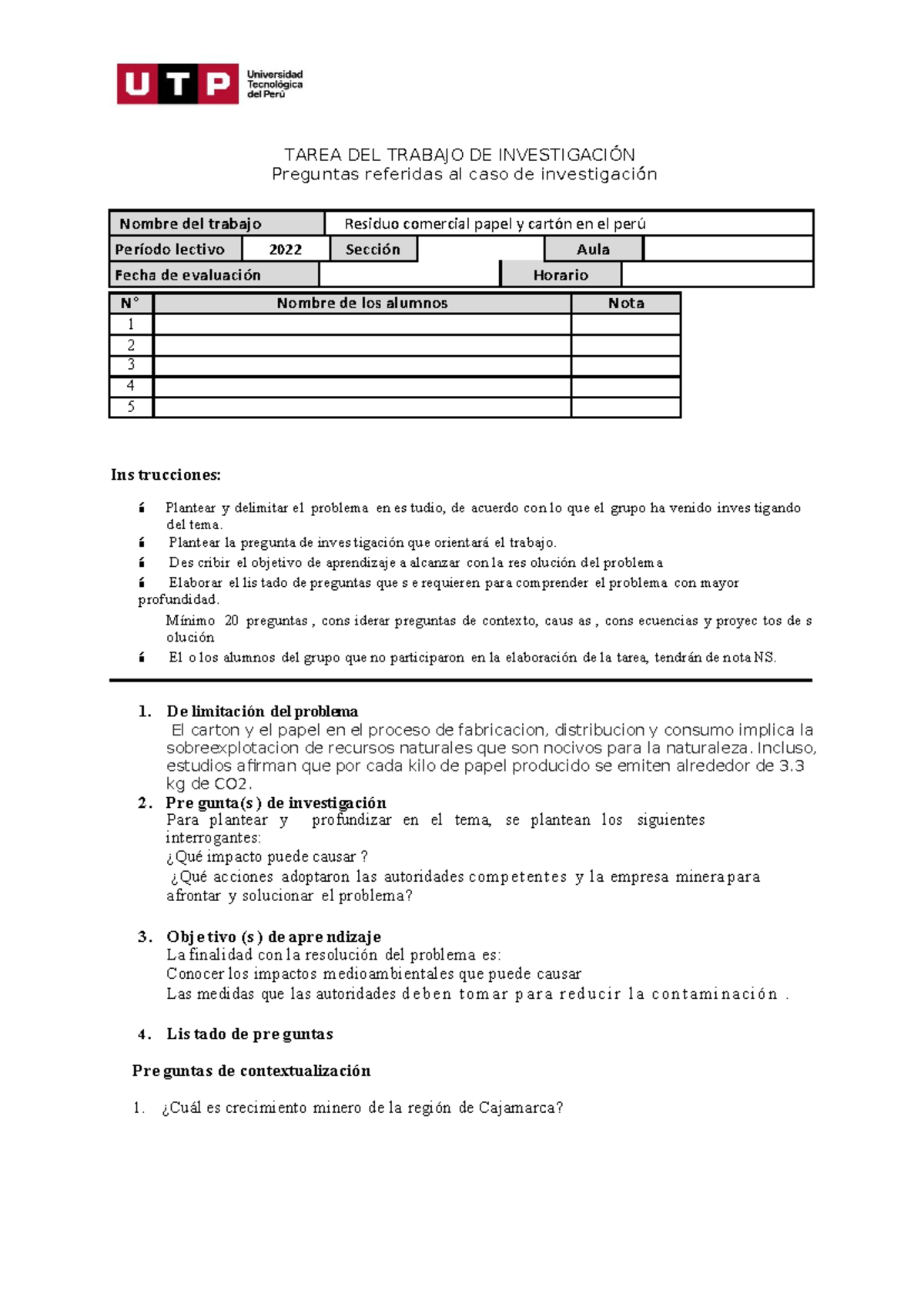 Tarea 1 - Modelo De Trabajo De Investigacion 2 - TAREA DEL TRABAJO DE ...