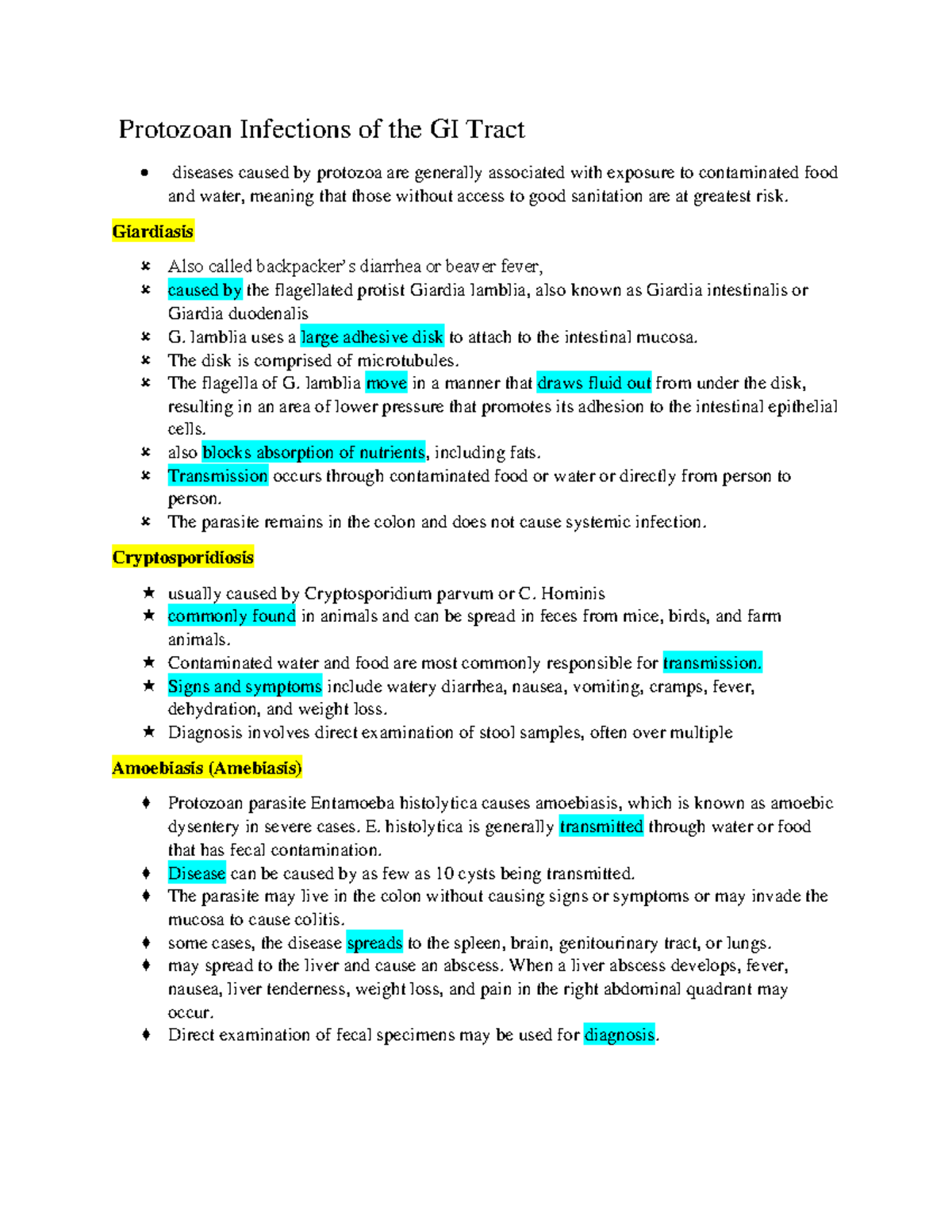 Diseases Caused By Protozoa
