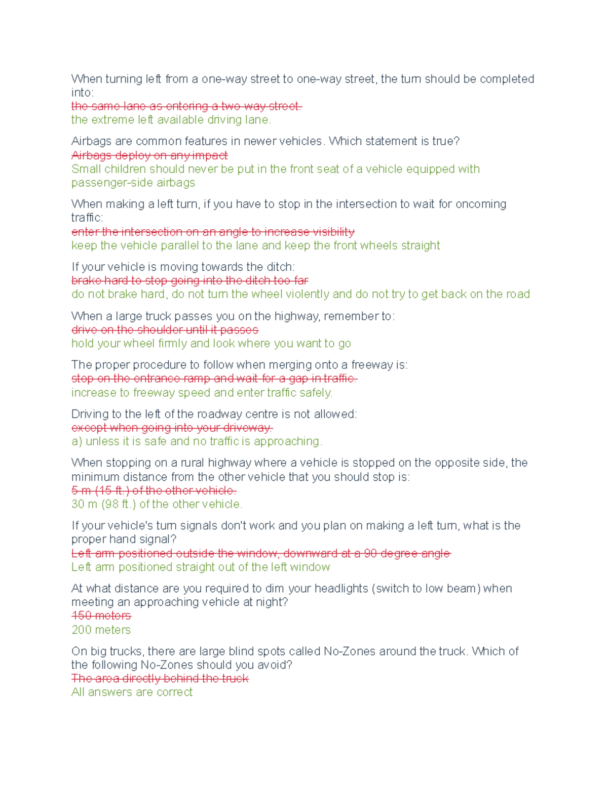 SGI Questions - dfdf - When turning left from a one-way street to one