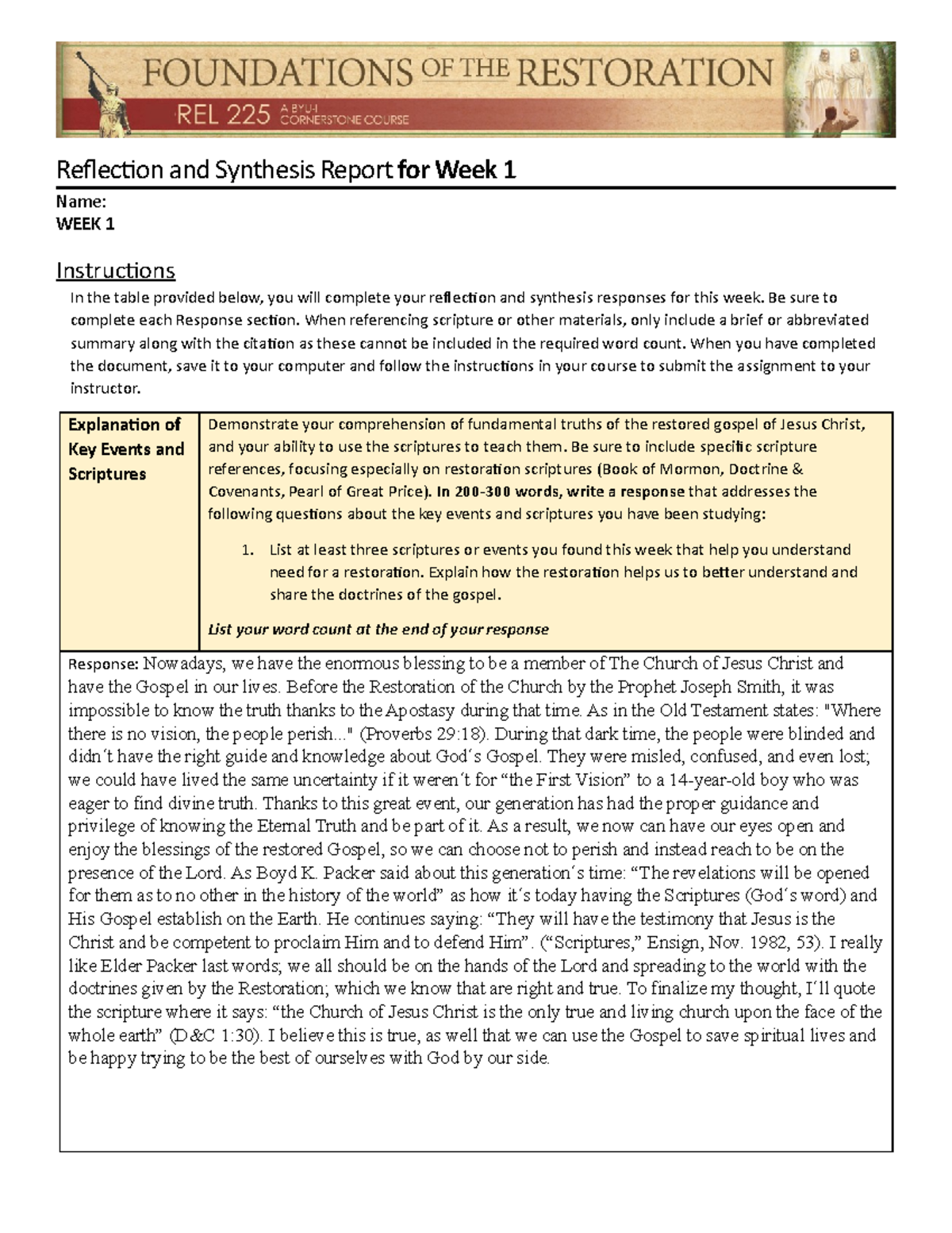 Week 1 Reflection - Reflection and Synthesis Report for Week 1 Name ...
