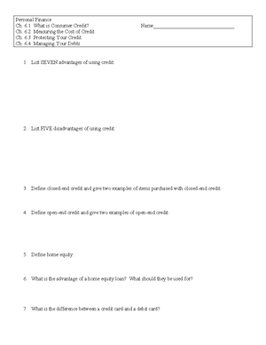 4 - Lesson 4.4 Credit is Costly - CHAPTER 4, LESSON 4 DATE DIRECTIONS ...