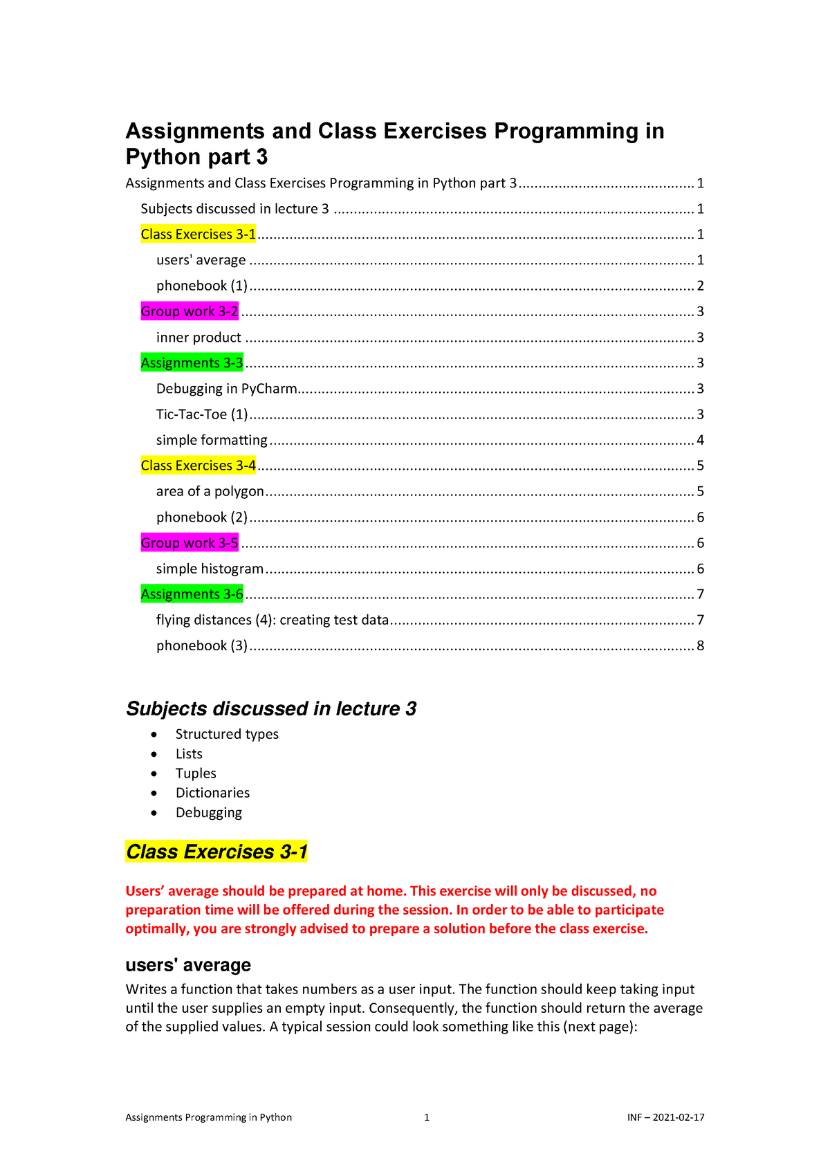 assignment in python programming