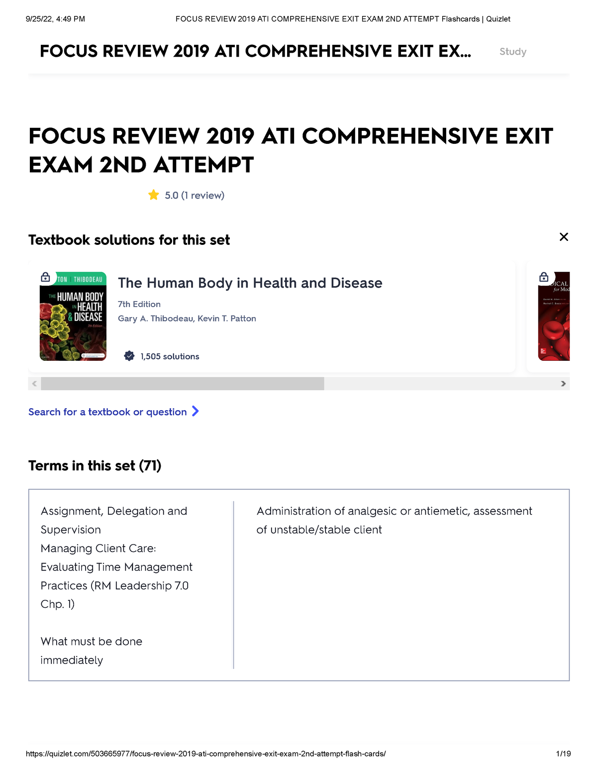 Focus Review 2019 ATI Comprehensive EXIT EXAM 2ND Attempt Flashcards