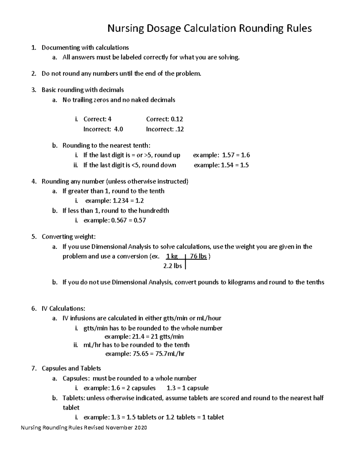 rounding in nursing math