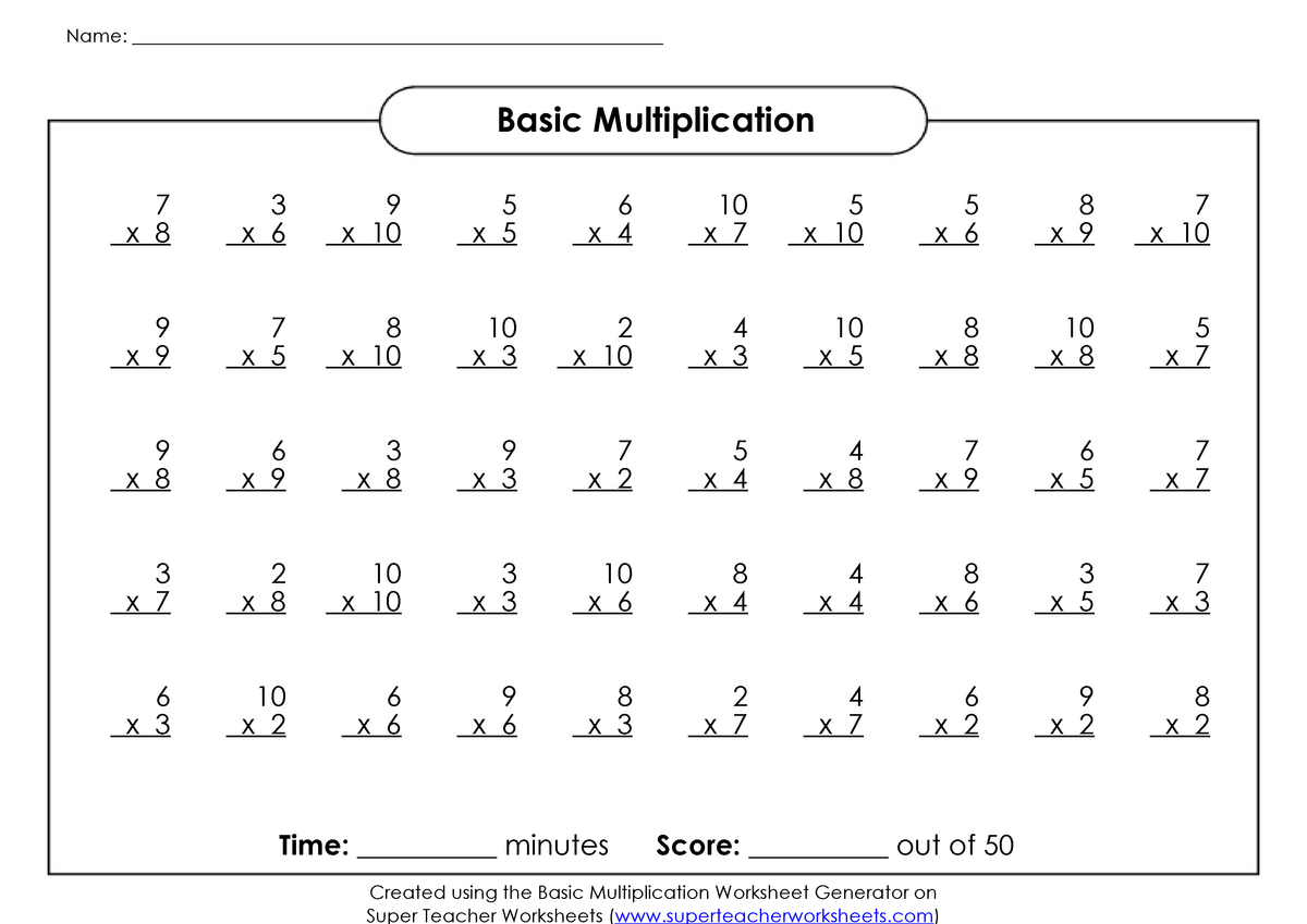 Super Teacher Worksheets Multiplication Facts 0 12