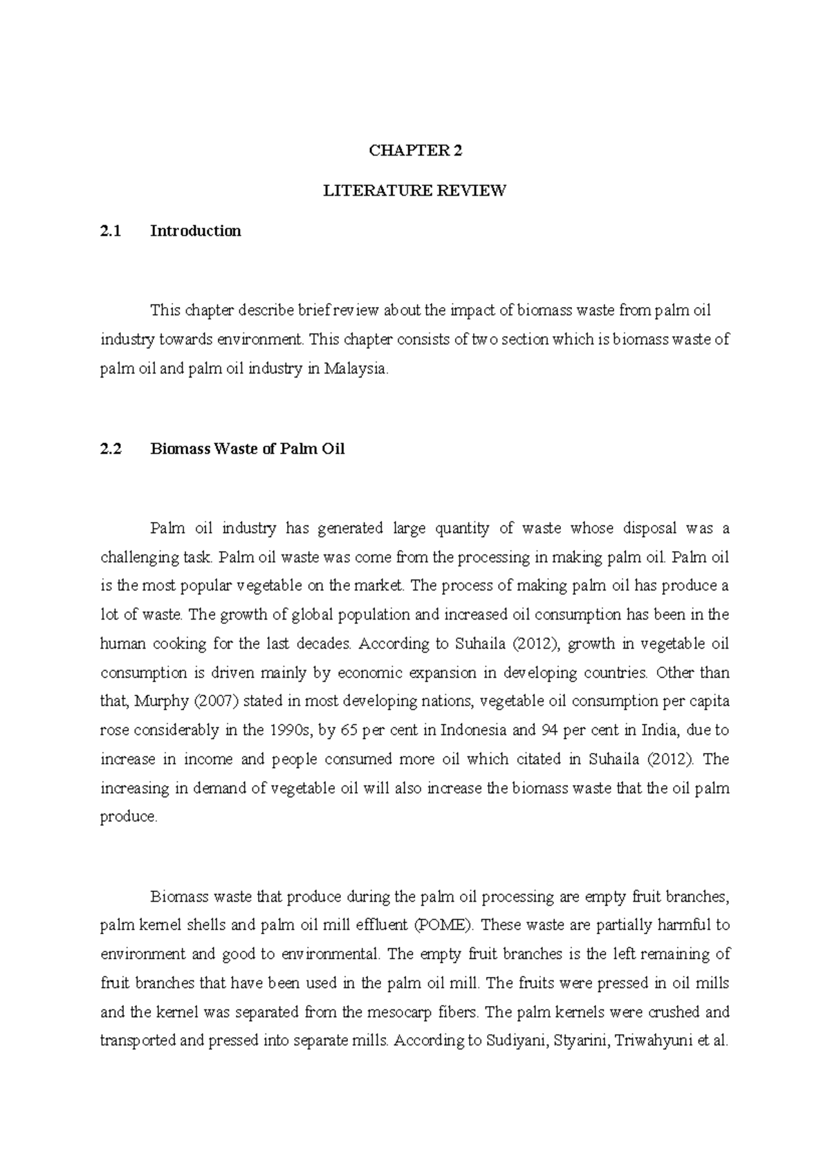 Palm Oil Effects The Environment In Malaysia - Chapter 2 Literature 