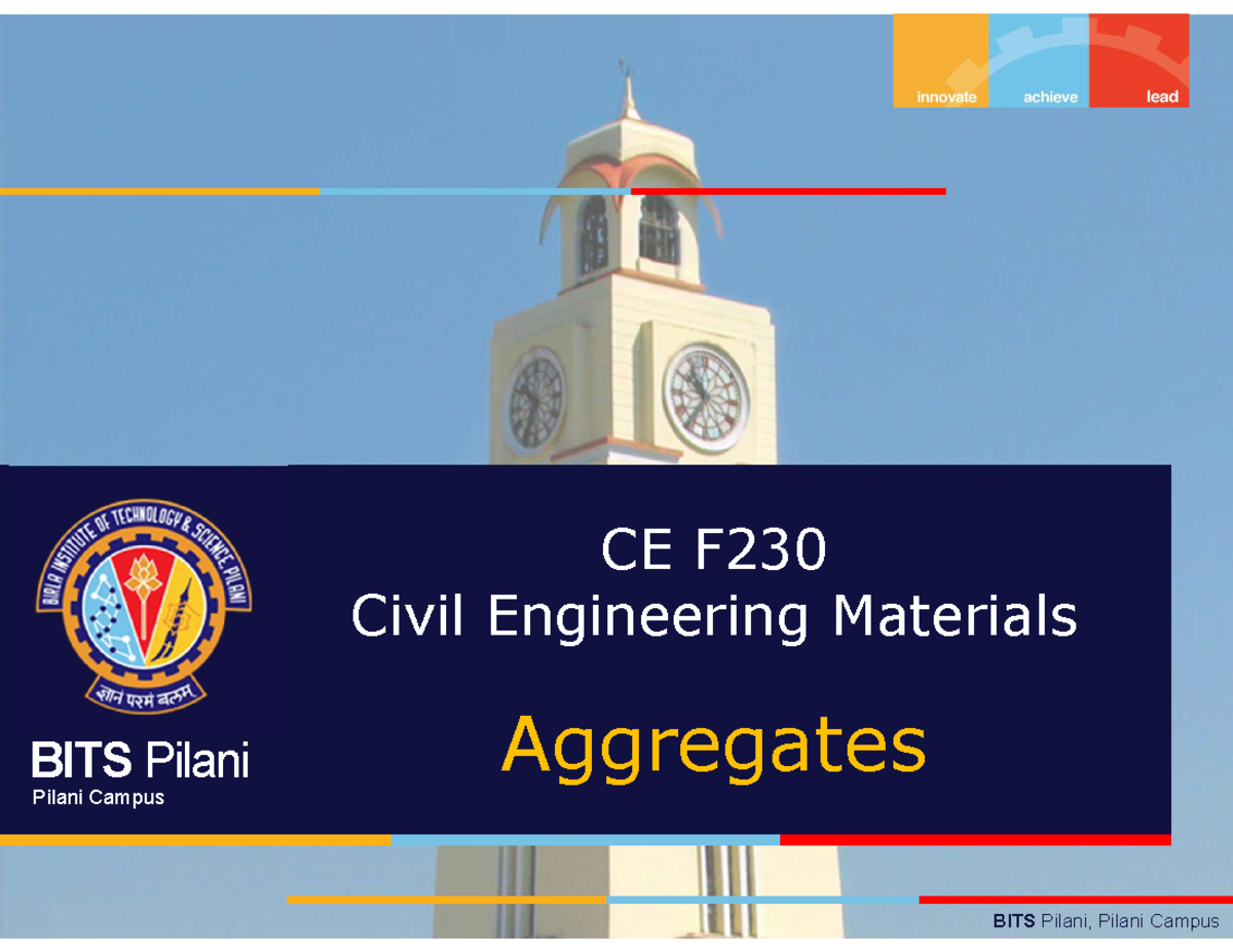 4. Aggregates (Lec 10-13) - BITSPilani CampusPilani CE F Civil ...