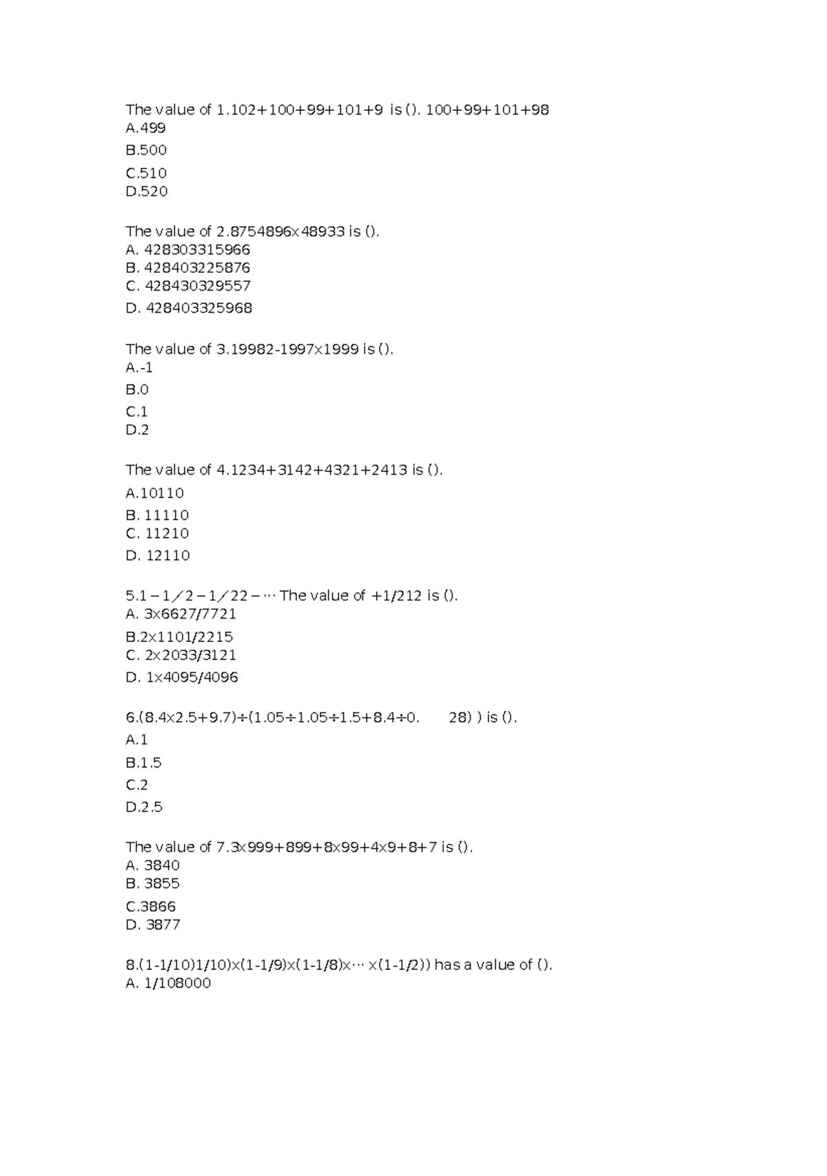 math-090-week-2-quiz-1-quiz-the-value-of-2-is-the-value-of-1