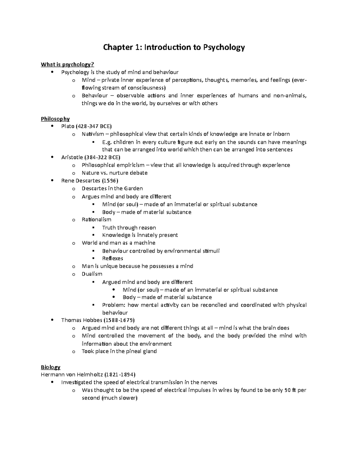 PSY121 - Chapter 1 - PSY 121 - Chapter 1: Introducion to Psychology ...