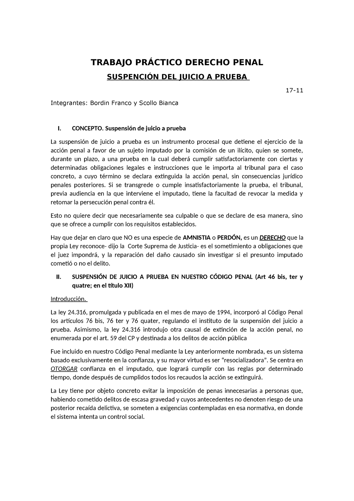 TP Penal Suspensión Del Juicio A Prueba - TRABAJO PRÁCTICO DERECHO ...