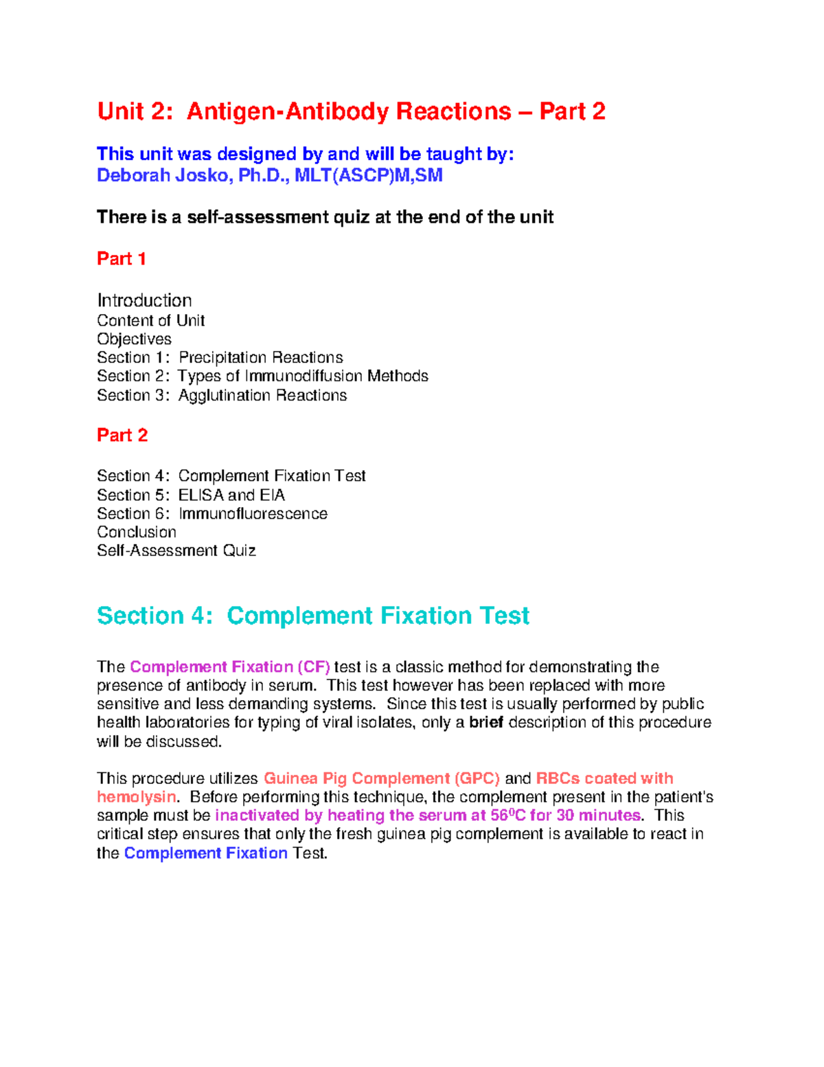 Unit 2 Antigen Antibody Reactions Part 2 Unit 2 AntigenAntibody Reactions Part 2 This unit