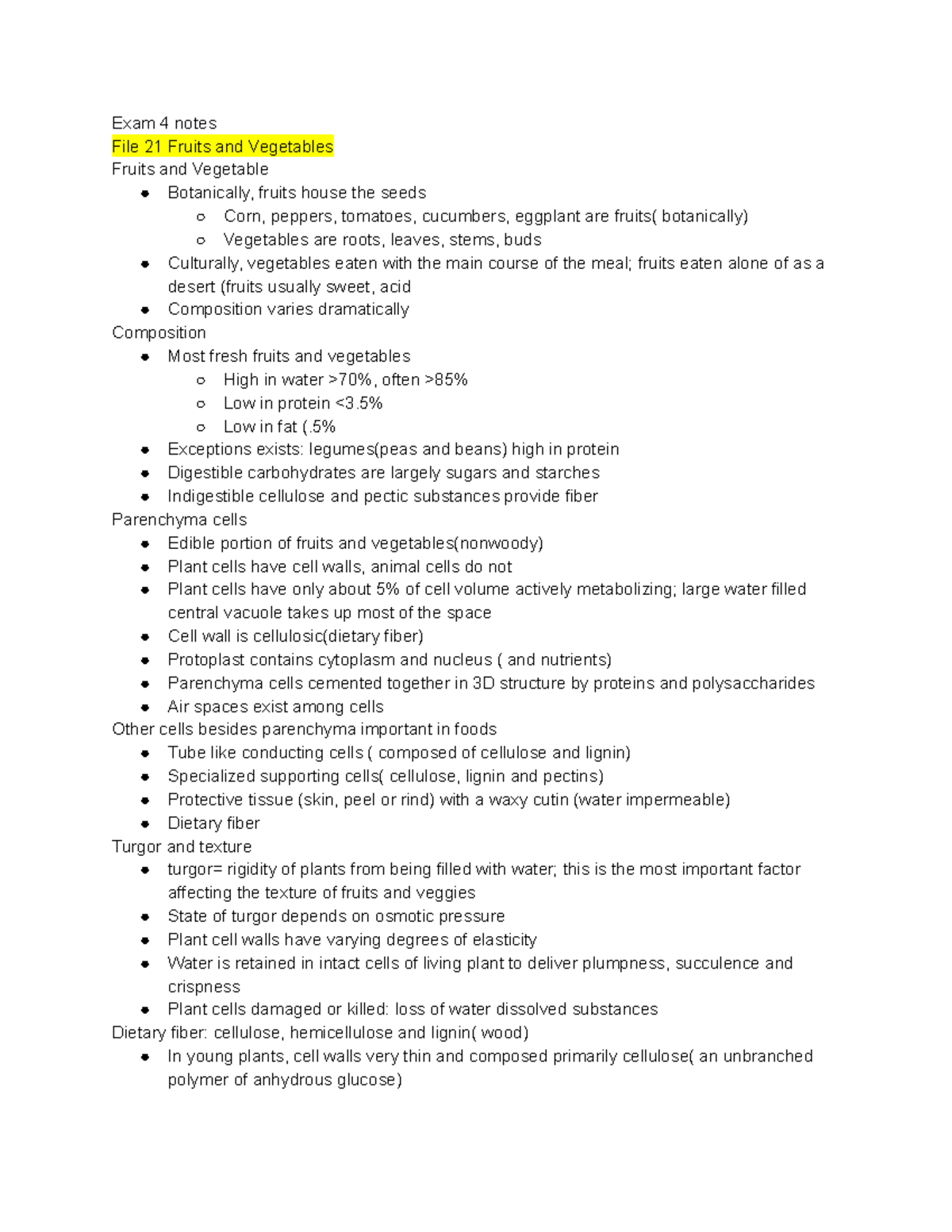 ANFS Exam 4 notes - exam 4 - Exam 4 notes File 21 Fruits and Vegetables ...