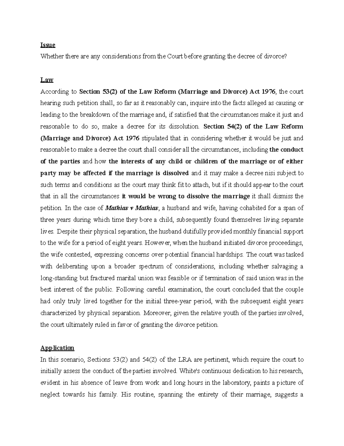 LIA1008 Tutorial Draft - Issue Whether there are any considerations ...