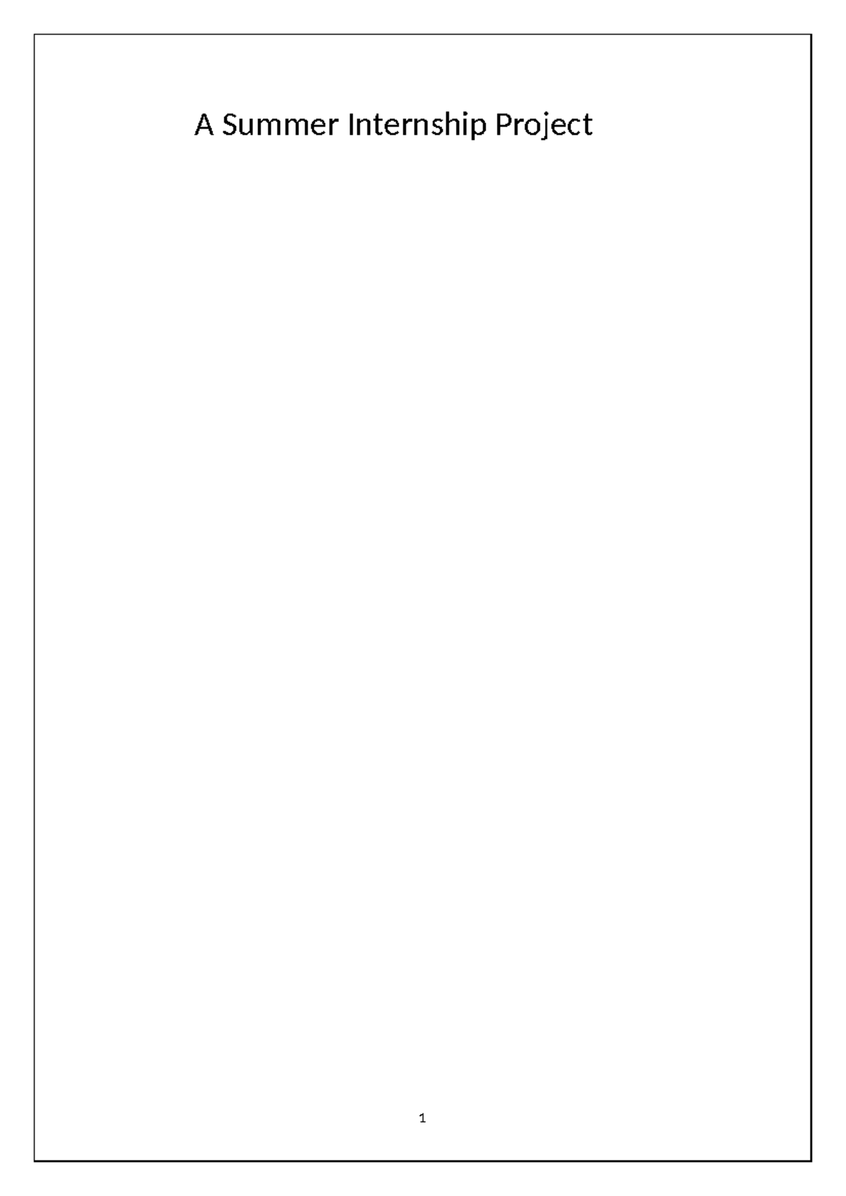 Tupperware SIP - A Summer Internship Project DECLARATION ...
