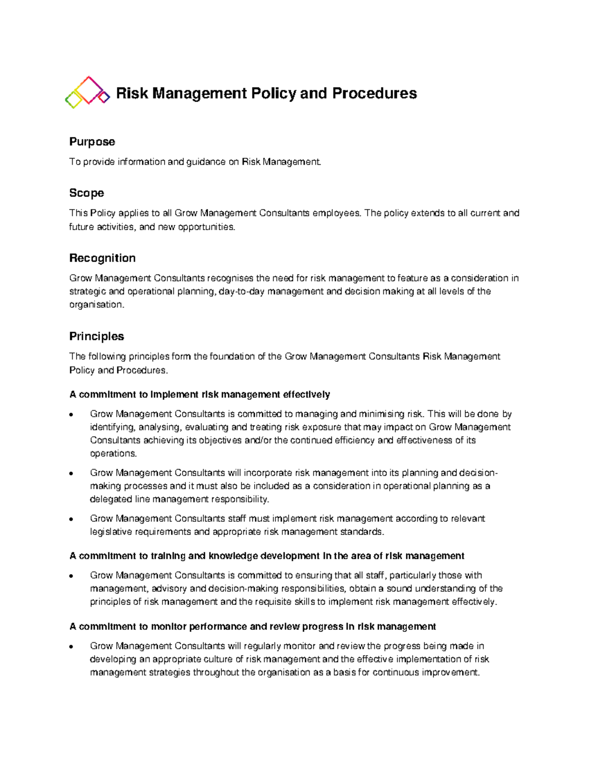 Risk Management Policy and Procedures - Risk Management Policy and ...