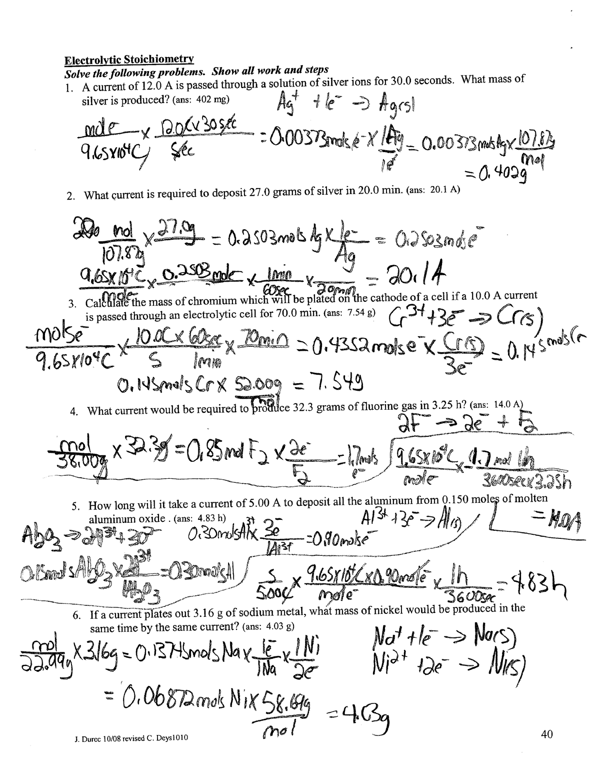 Cell Stoic Unit anaylsis key - Chem101 - Studocu