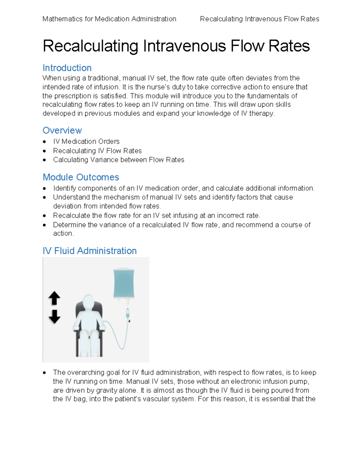 Recalculate Intravenous Flow Rate Recalculating Intravenous Flow
