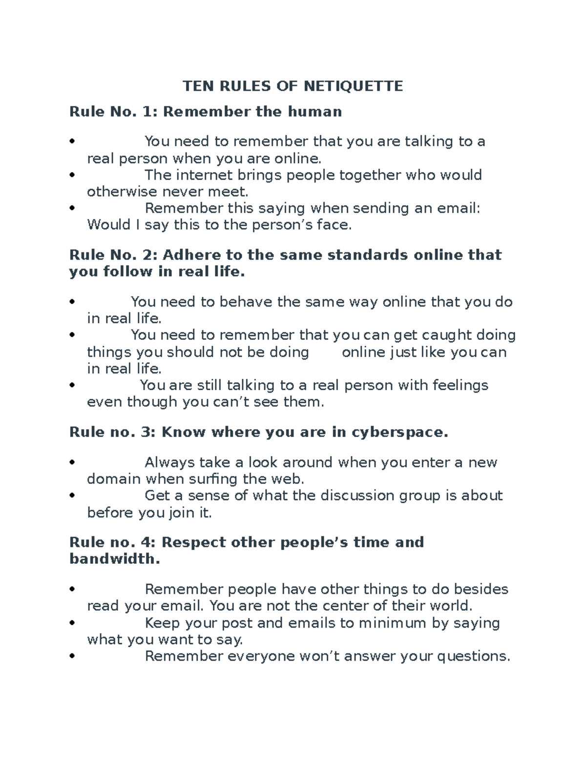 ten-rules-of-netiquette-ten-rules-of-netiquette-rule-no-1-remember