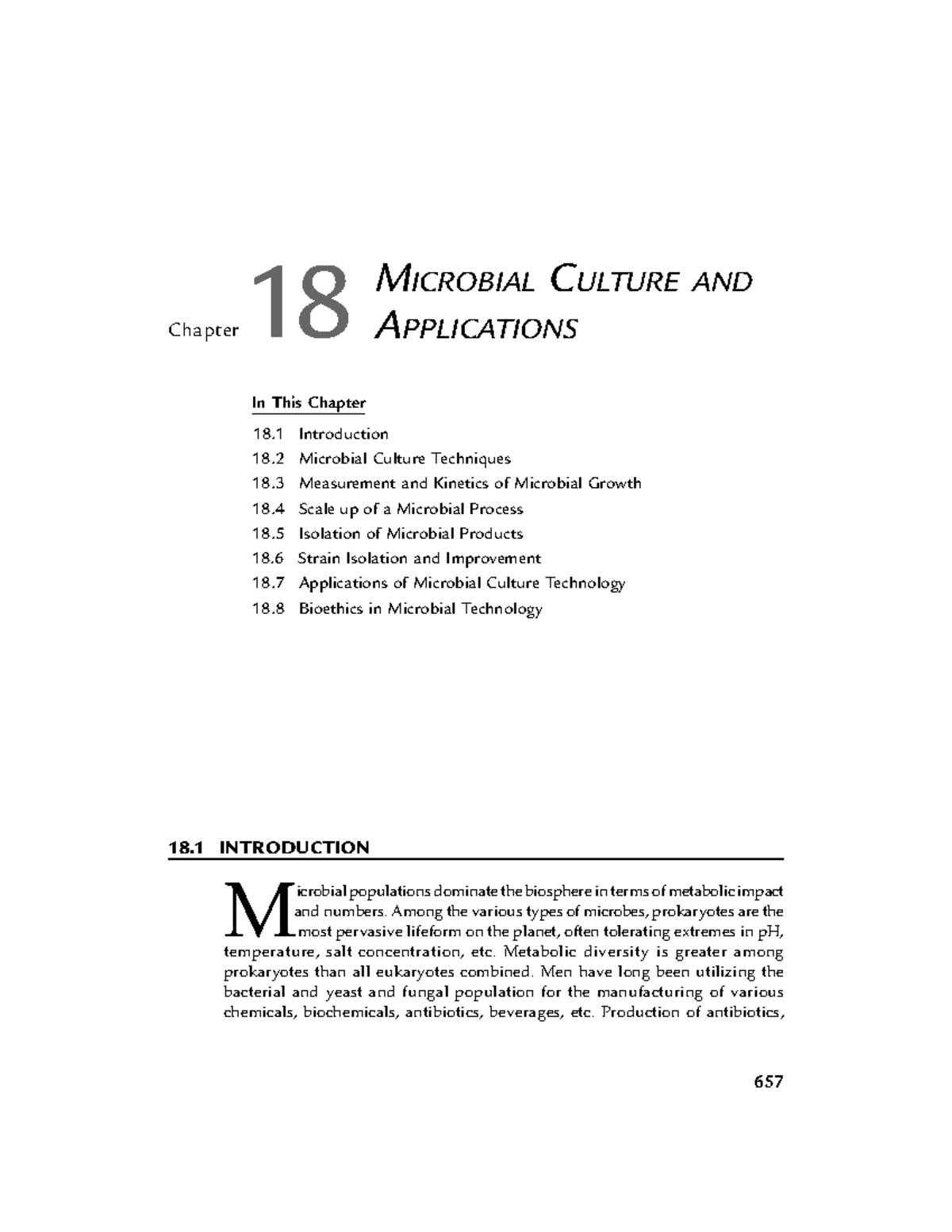 microbial culture Chapter 18 MICROBIAL CULTURE AND APPLICATIONS 657