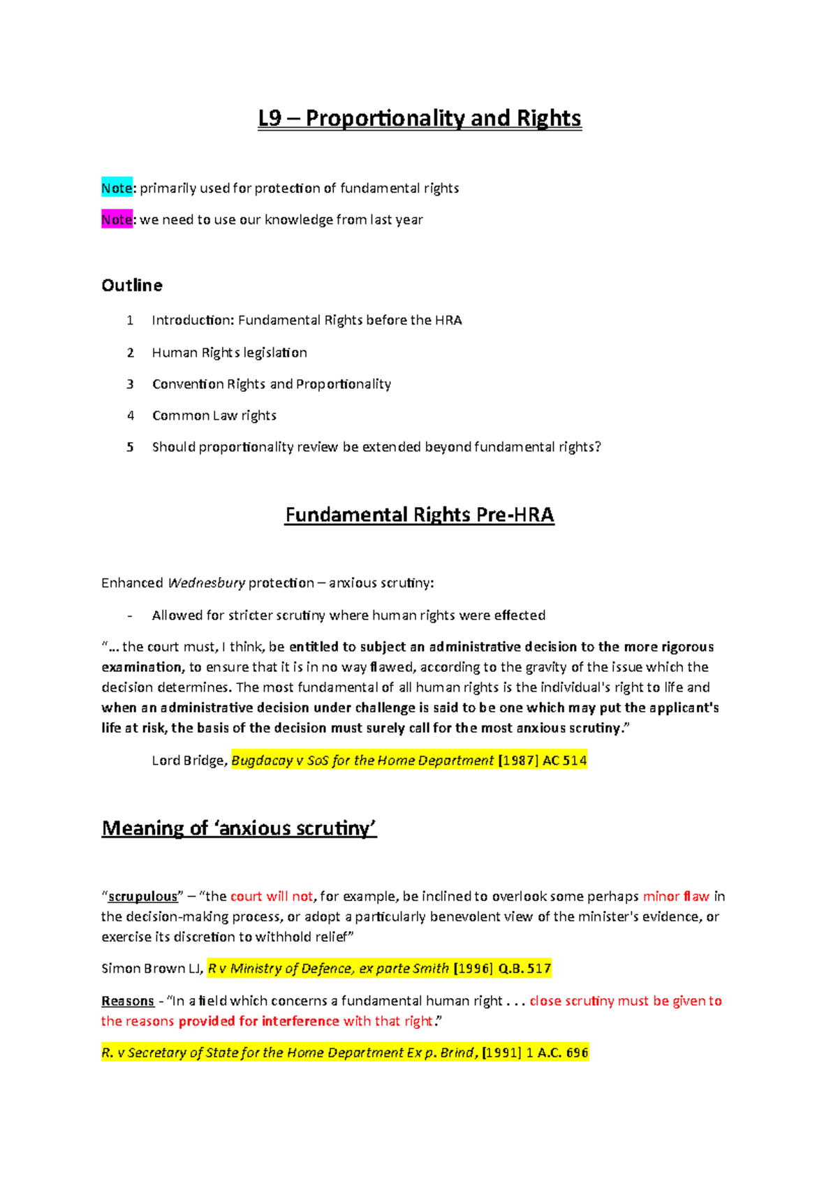 L9 – Proportionality and Rights - L9 – Proportionality and Rights Note ...