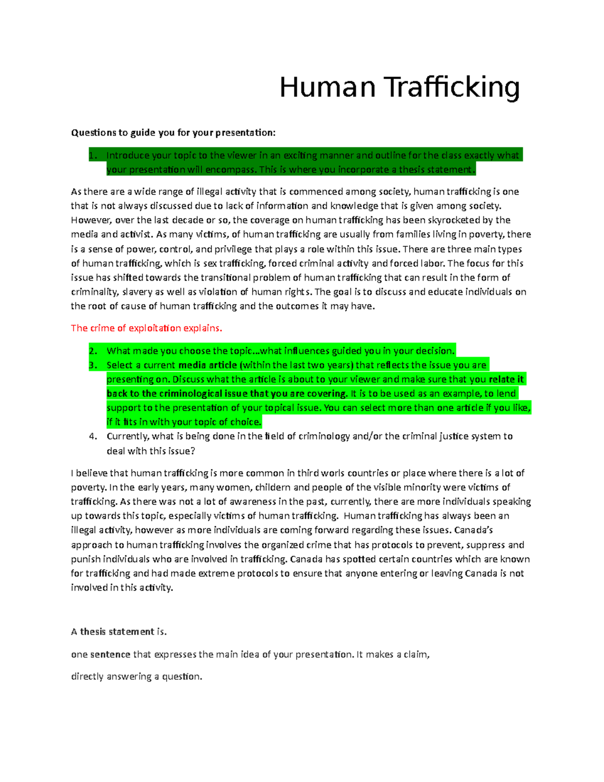 Criminology project - this is an assignment - Human Trafficking ...