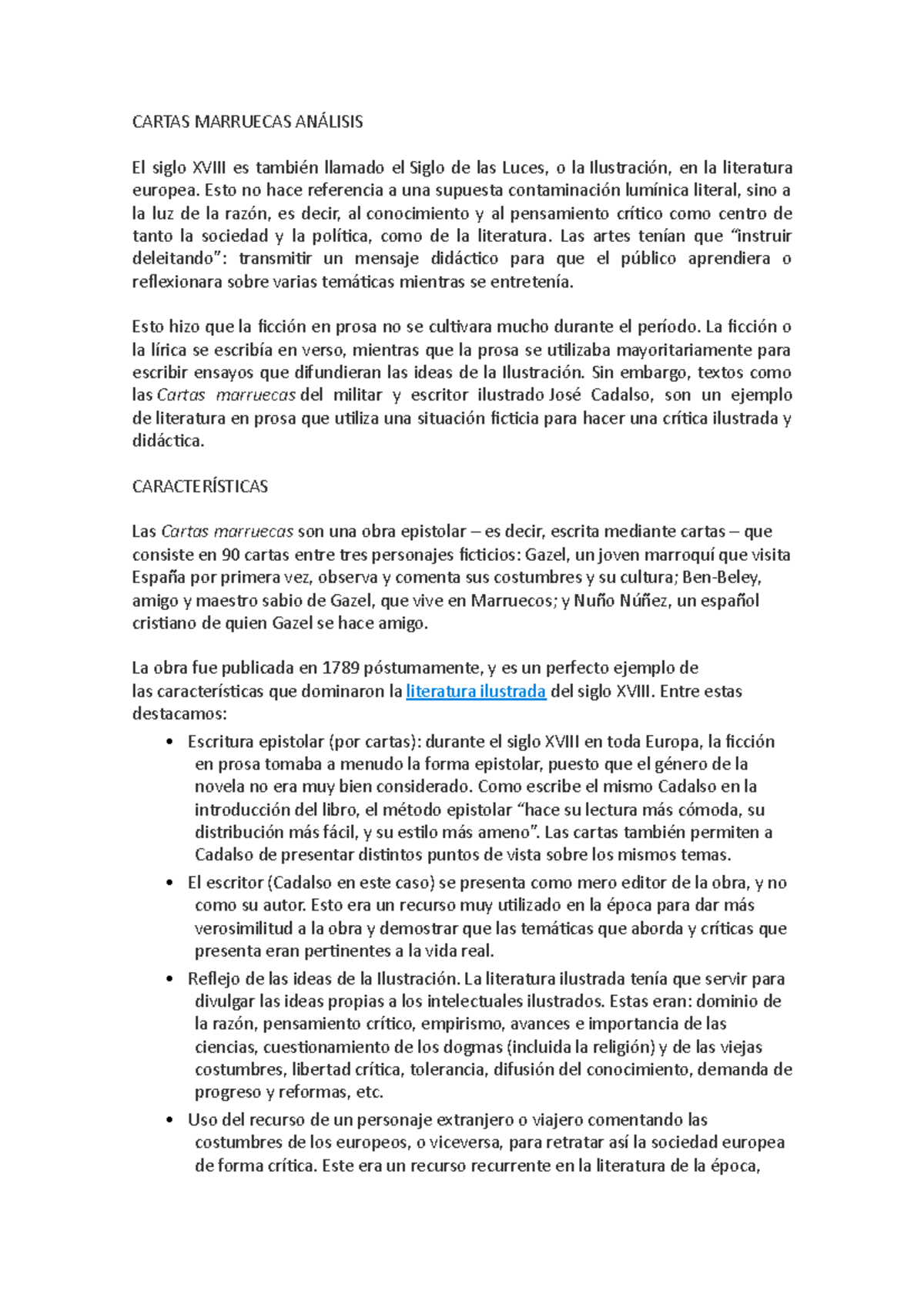 Cartas Marruecas An Lisis Cartas Marruecas An Lisis El Siglo Xviii Es Tambi N Llamado El Siglo