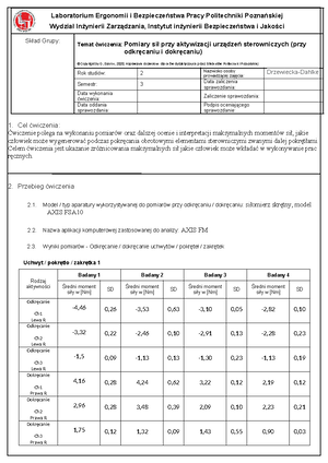 Ergonomia Lab 10 - Laboratorium Ergonomii I Bezpieczeństwa Pracy ...