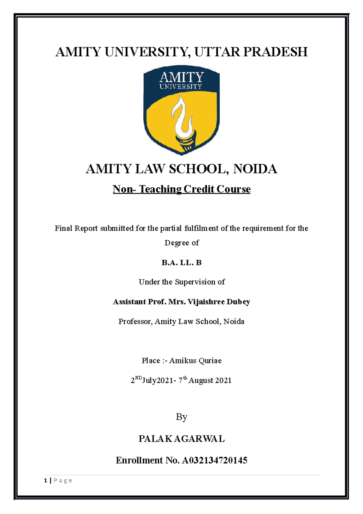 palak-agarwal-ntcc-report-amity-university-uttar-pradesh-amity-law