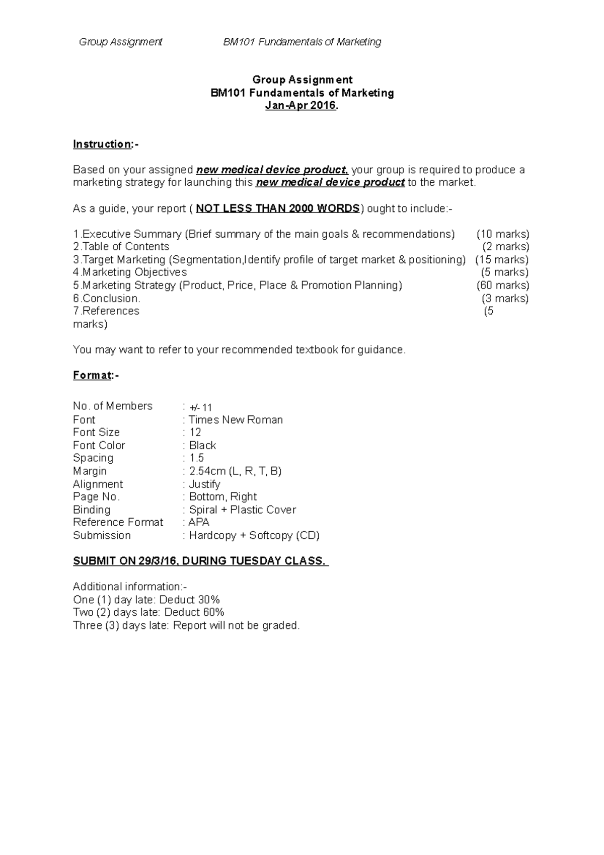 Bm101 Jan Apr2016 Group Assignment Group Assignment Bm101 Bm101 Jan Apr2016 Group Assignment Group Assignment Bm101