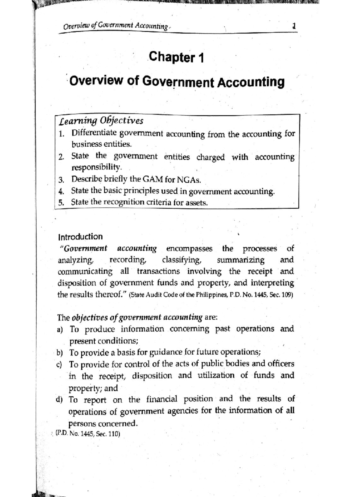 Chapter 1 Overview of Government Accounting - Bachelor of Science in ...