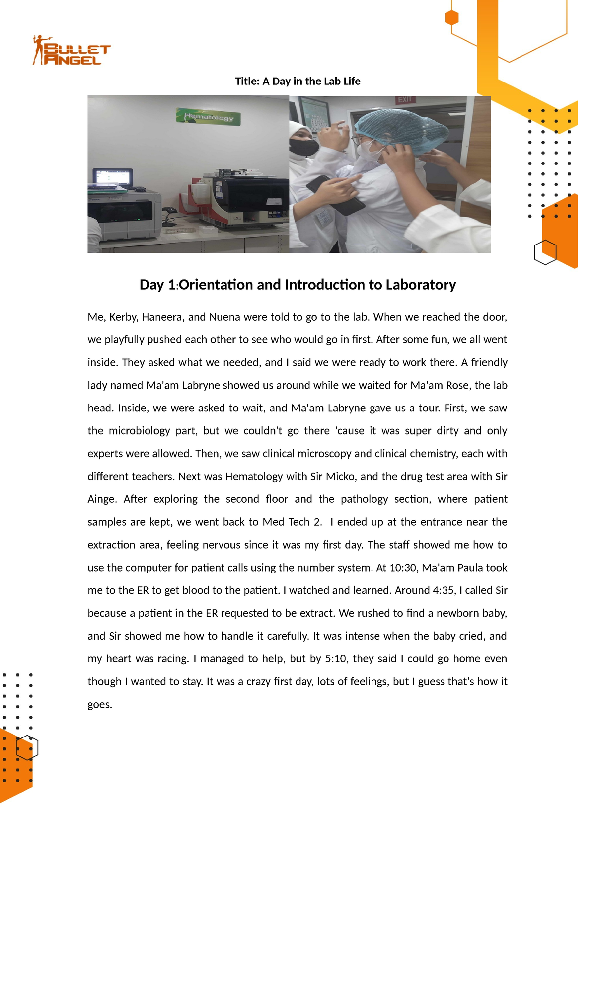 Inbound 538070332656076672 - Title: A Day in the Lab Life Day 1 ...