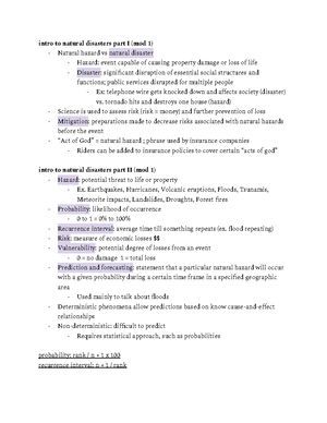 Natural Disasters Module 1 Study Guide - Module 1: Introductory ...