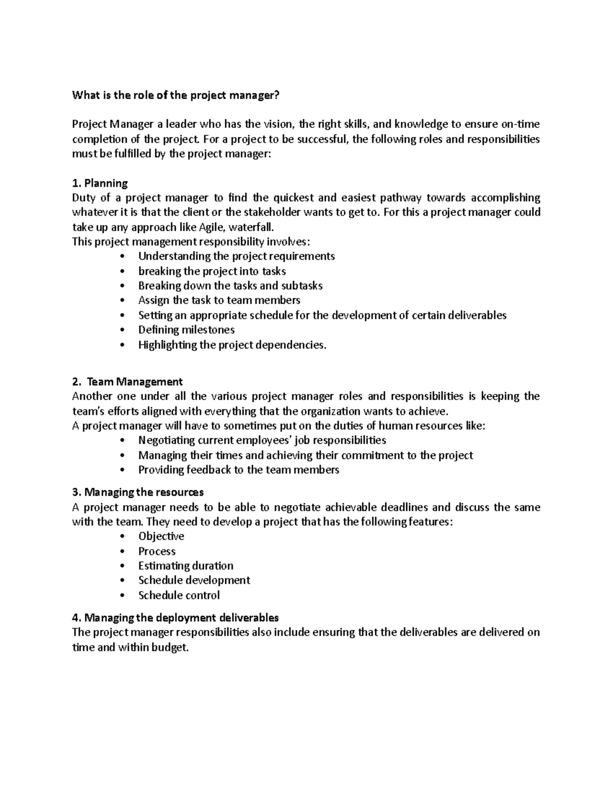 DB1 - Contains Discussion board topic - What is the role of the project ...
