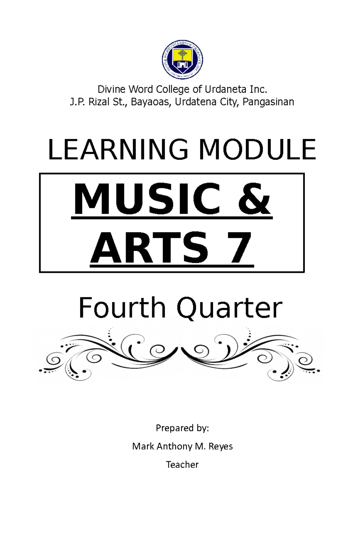 4th Quarter Music and Arts 7 - Divine Word College of Urdaneta Inc. J ...