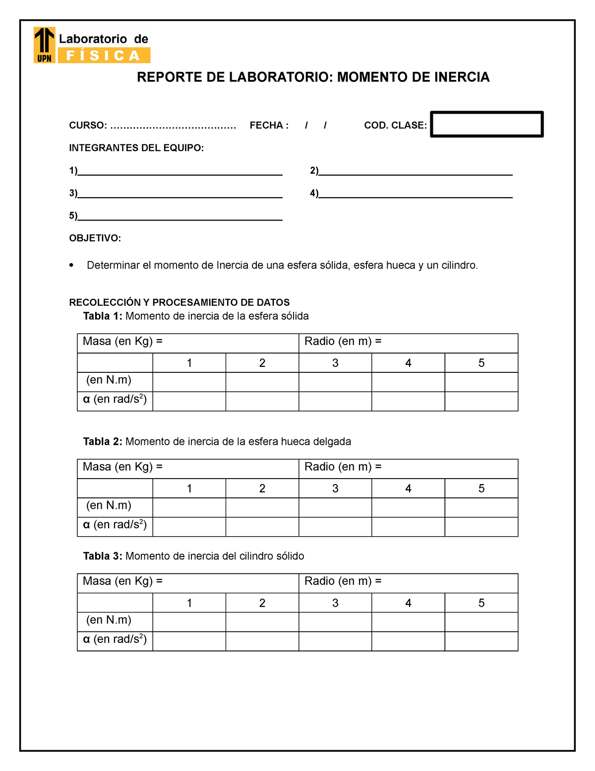 Reporte Lab Fisiarq S11 Mi Reporte De Laboratorio Momento De Inercia