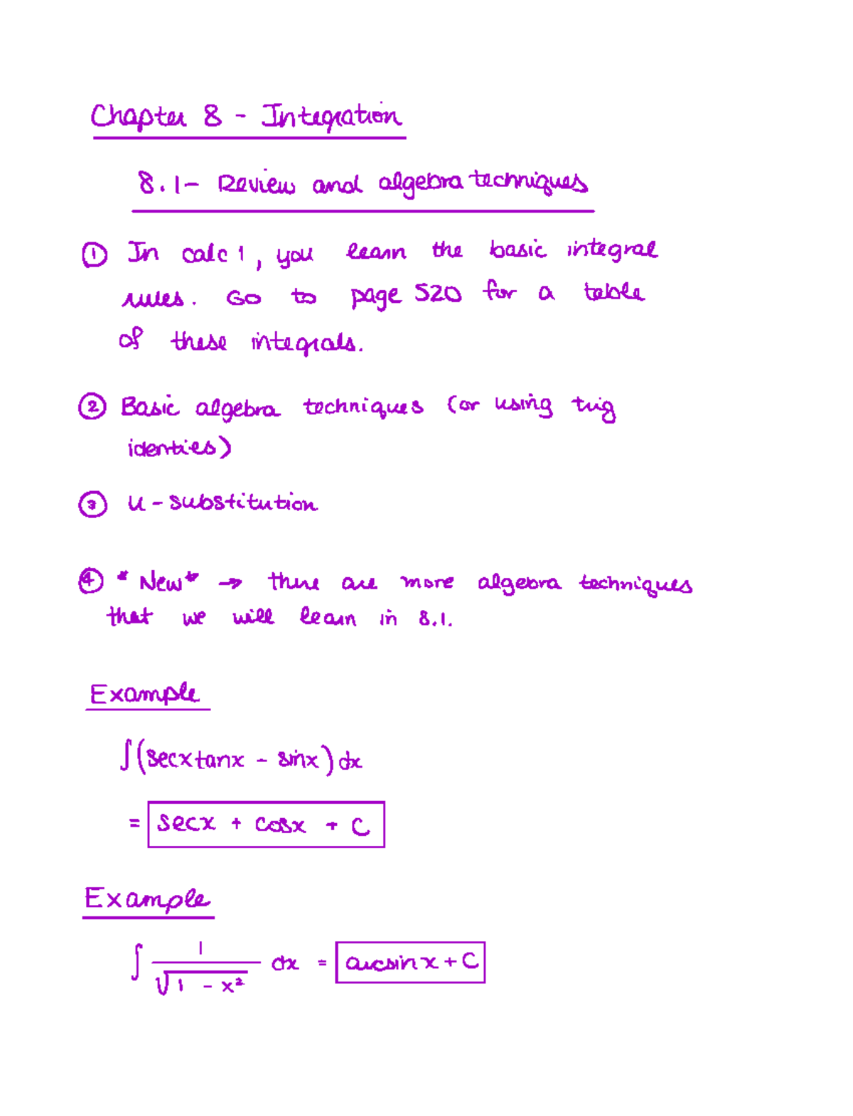 MAT 132 Additional Notes CH8 SP23 2 - Chapter 8 Integration 8 1 Review ...