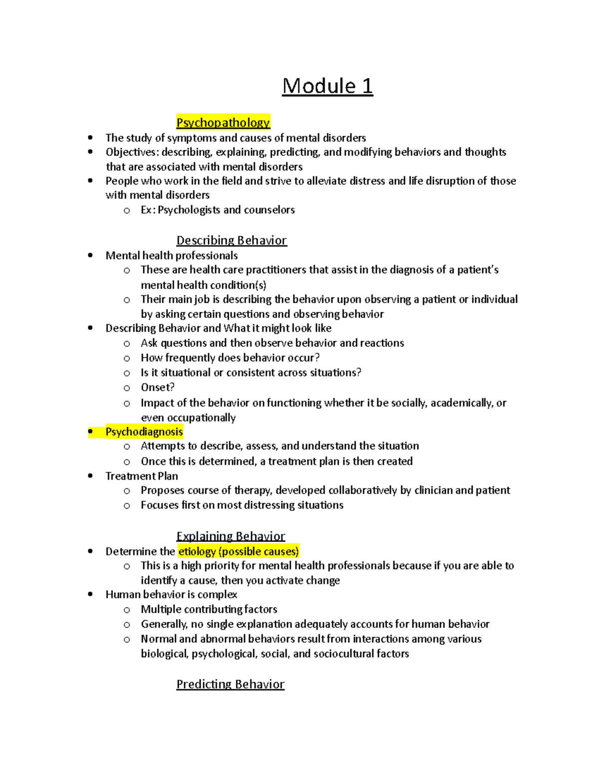 Abnormal Psychology Chapter 1 - Module 1 ####### Psychopathology The ...